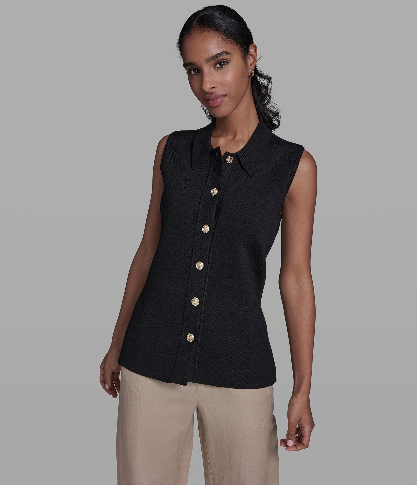 ROSETTE BUTTON SWEATER VEST View 1 | Women's Tops & Sweaters