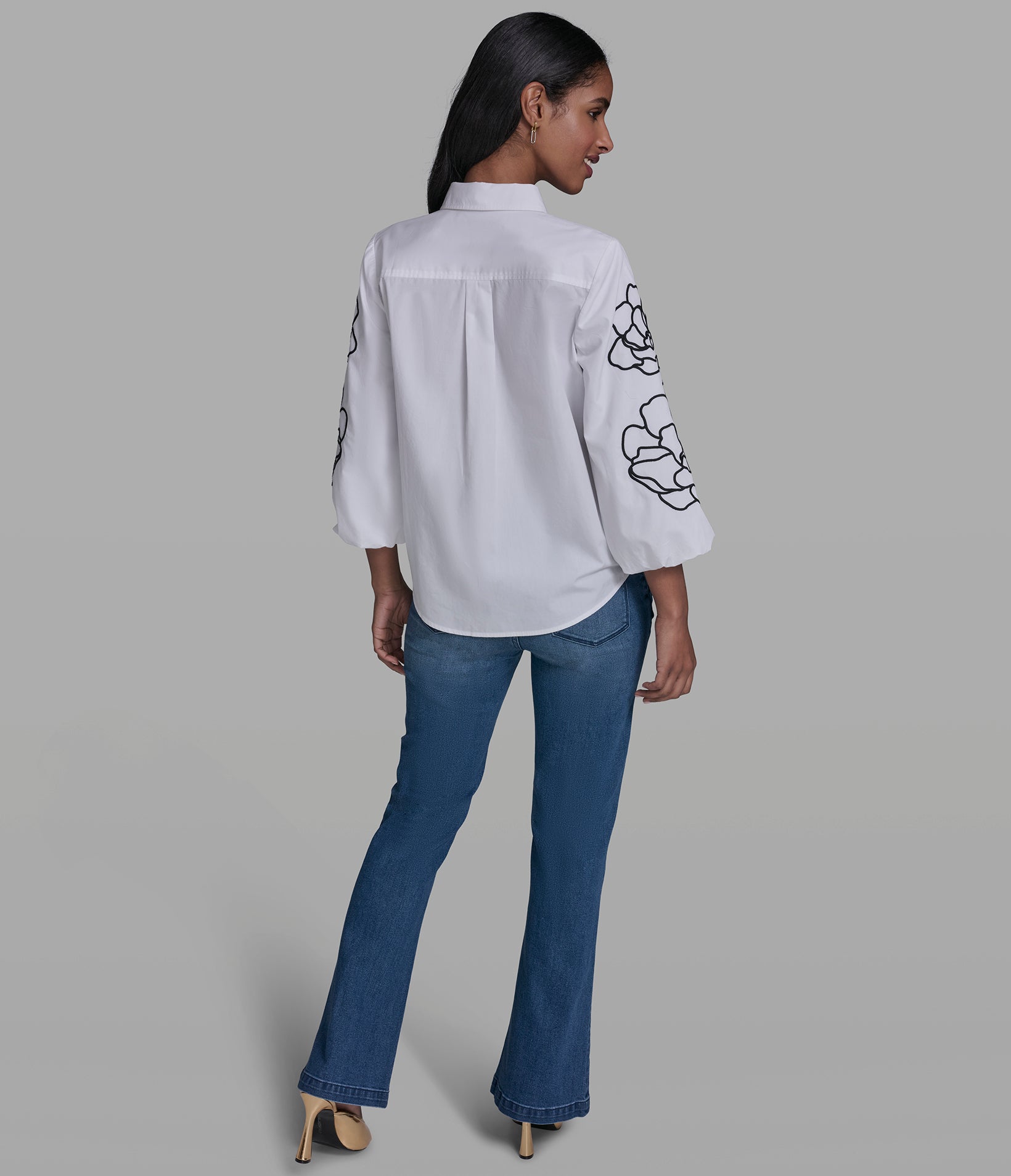 FLORAL EMBROIDERED SLEEVE SHIRT VIEW 5 | Women's Tops & Sweaters