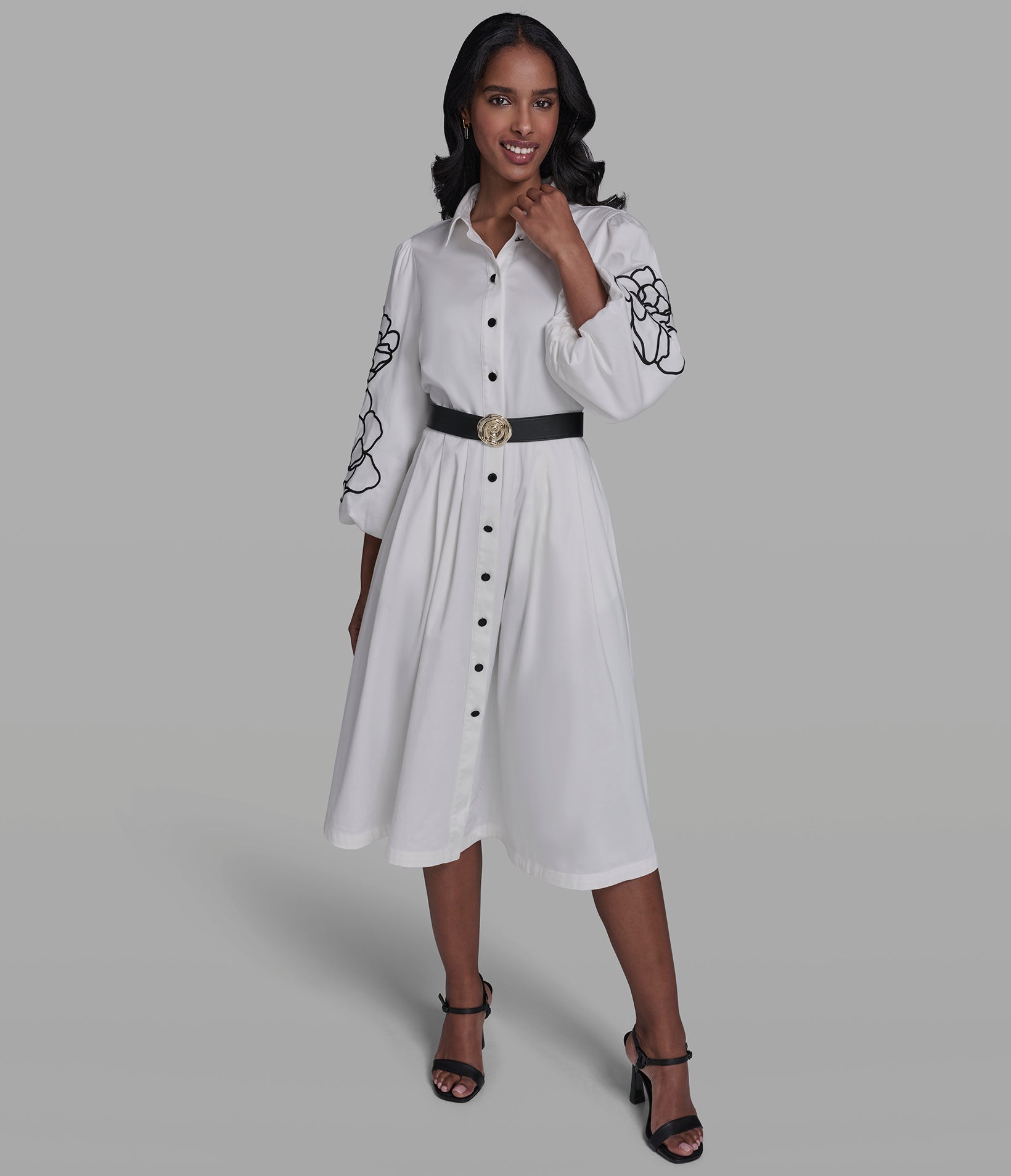 LONG SLEEVE FLORAL SHIRT DRESS VIEW 4