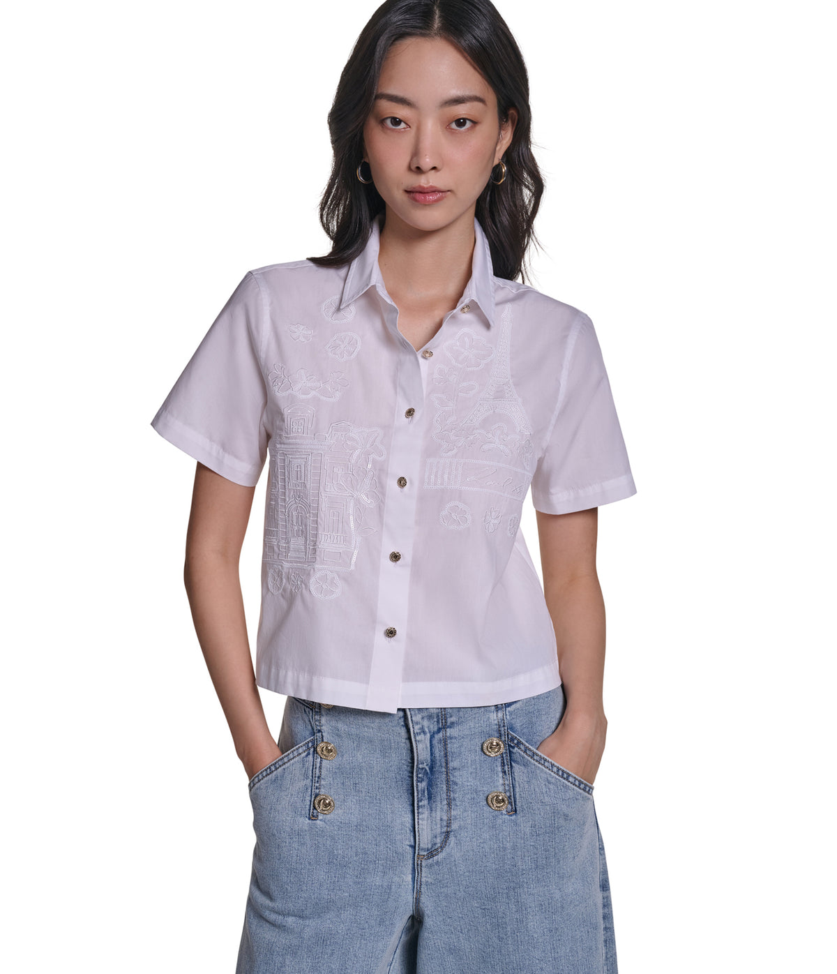SHORT SLEEVE EMBROIDERED SHIRT VIEW 1