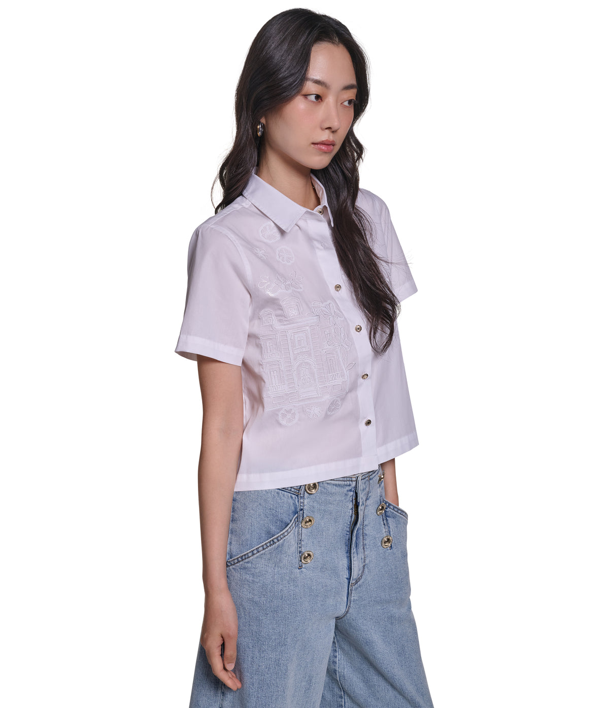 SHORT SLEEVE EMBROIDERED SHIRT VIEW 3