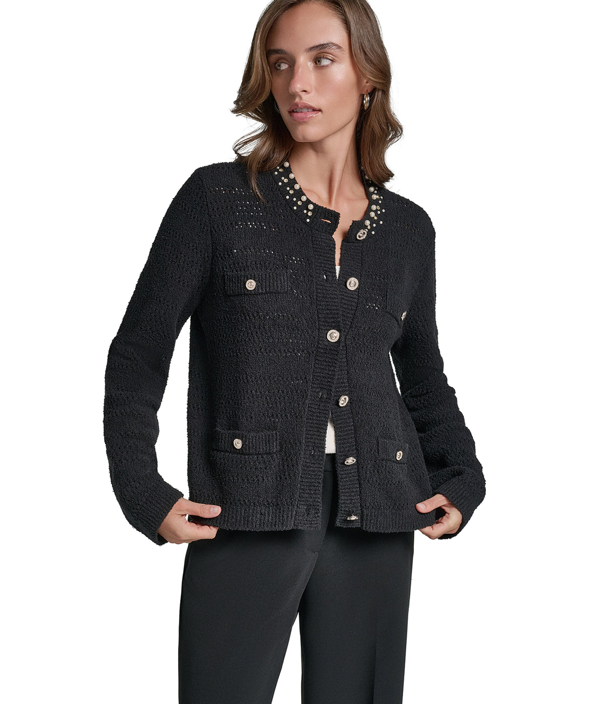 PEARL COLLAR LADY CARDIGAN VIEW 1