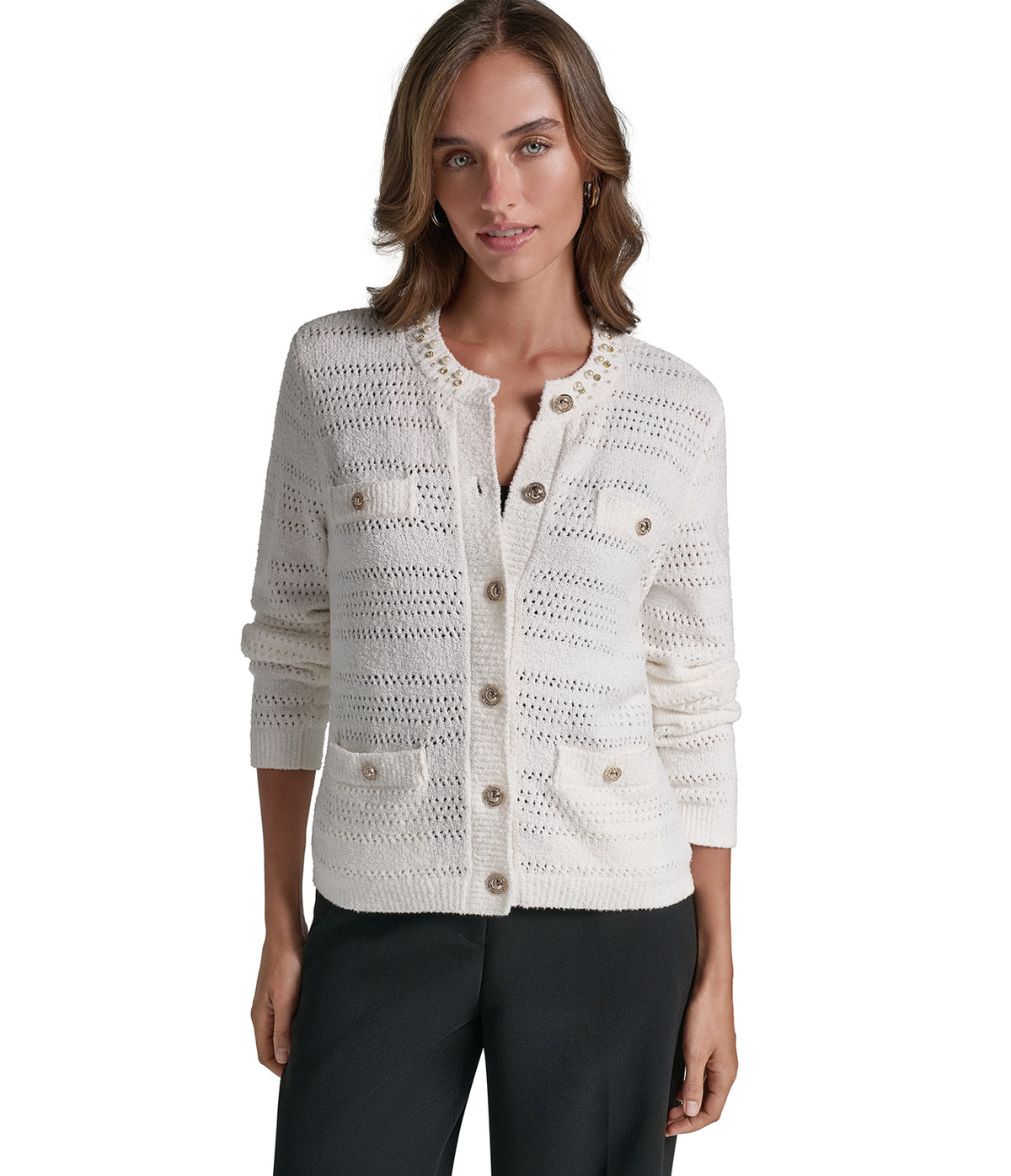 PEARL COLLAR LADY CARDIGAN VIEW 1