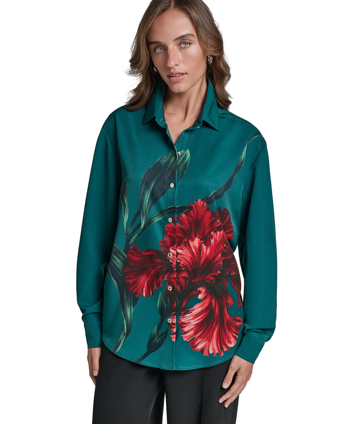 FLORAL PRINT BUTTON DOWN BLOUSE VIEW 1 | New Women's Clothing