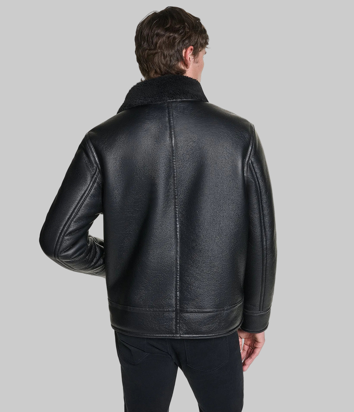 FAUX LEATHER SHEARLING AVIATOR JACKET View 2 | Holiday Sale