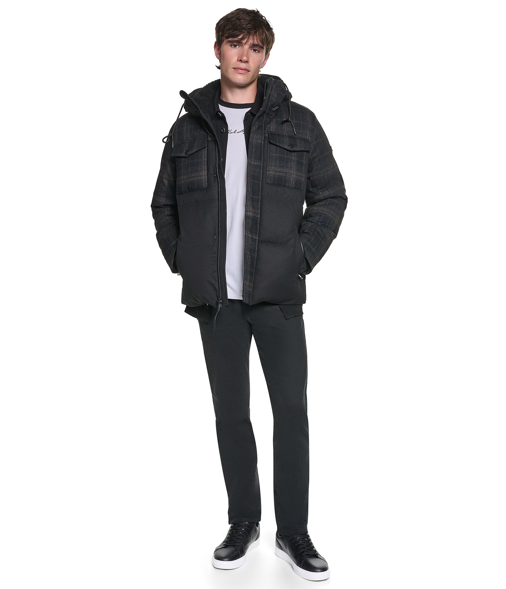 MIXED MEDIA HOODED JACKET VIEW 5