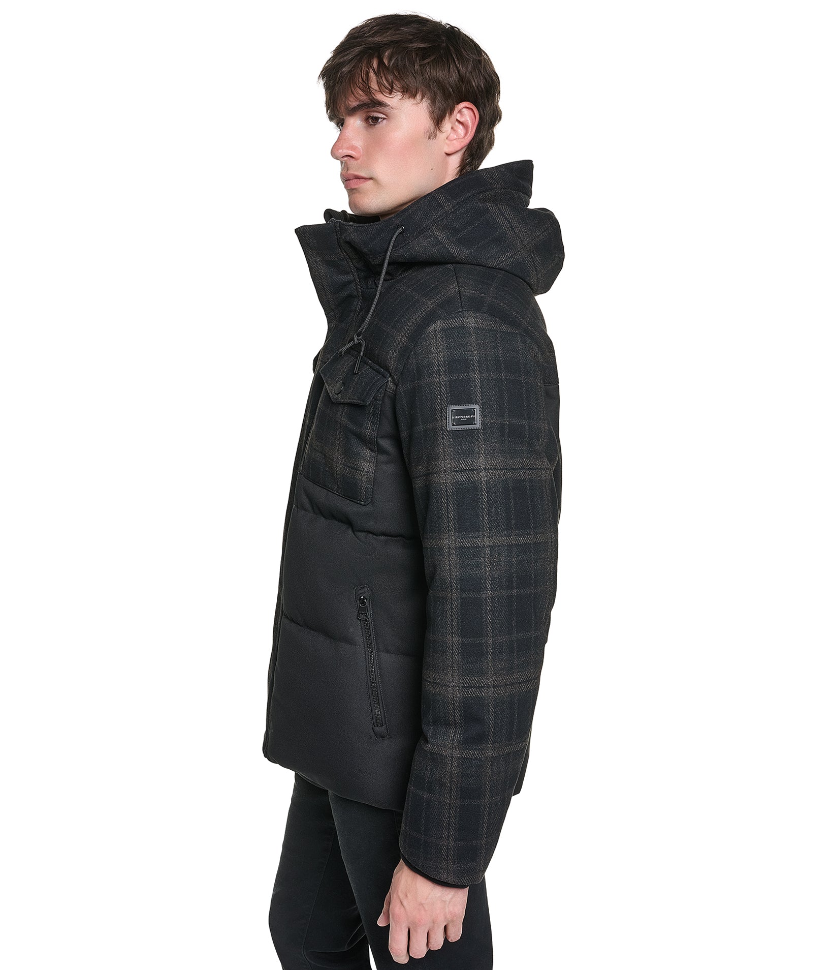 MIXED MEDIA HOODED JACKET VIEW 3