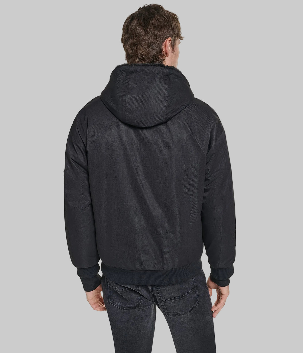 REVERSIBLE HOODED FAUX FUR JACKET VIEW 3
