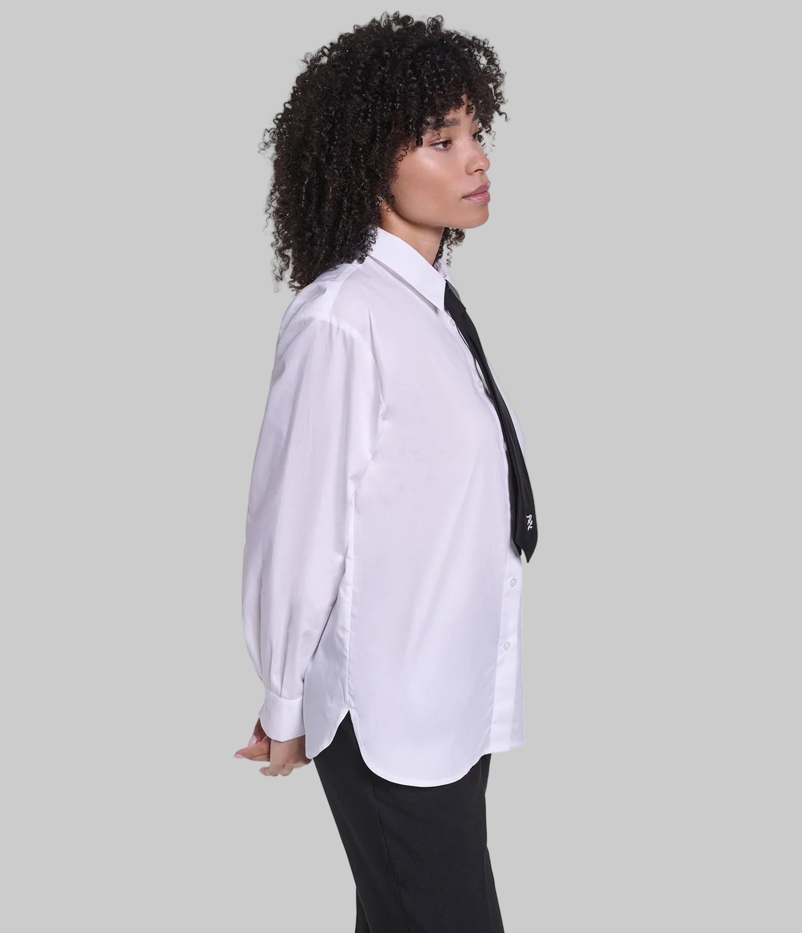 LONG SLEEVE POPLIN SHIRT WITH TIE VIEW 4