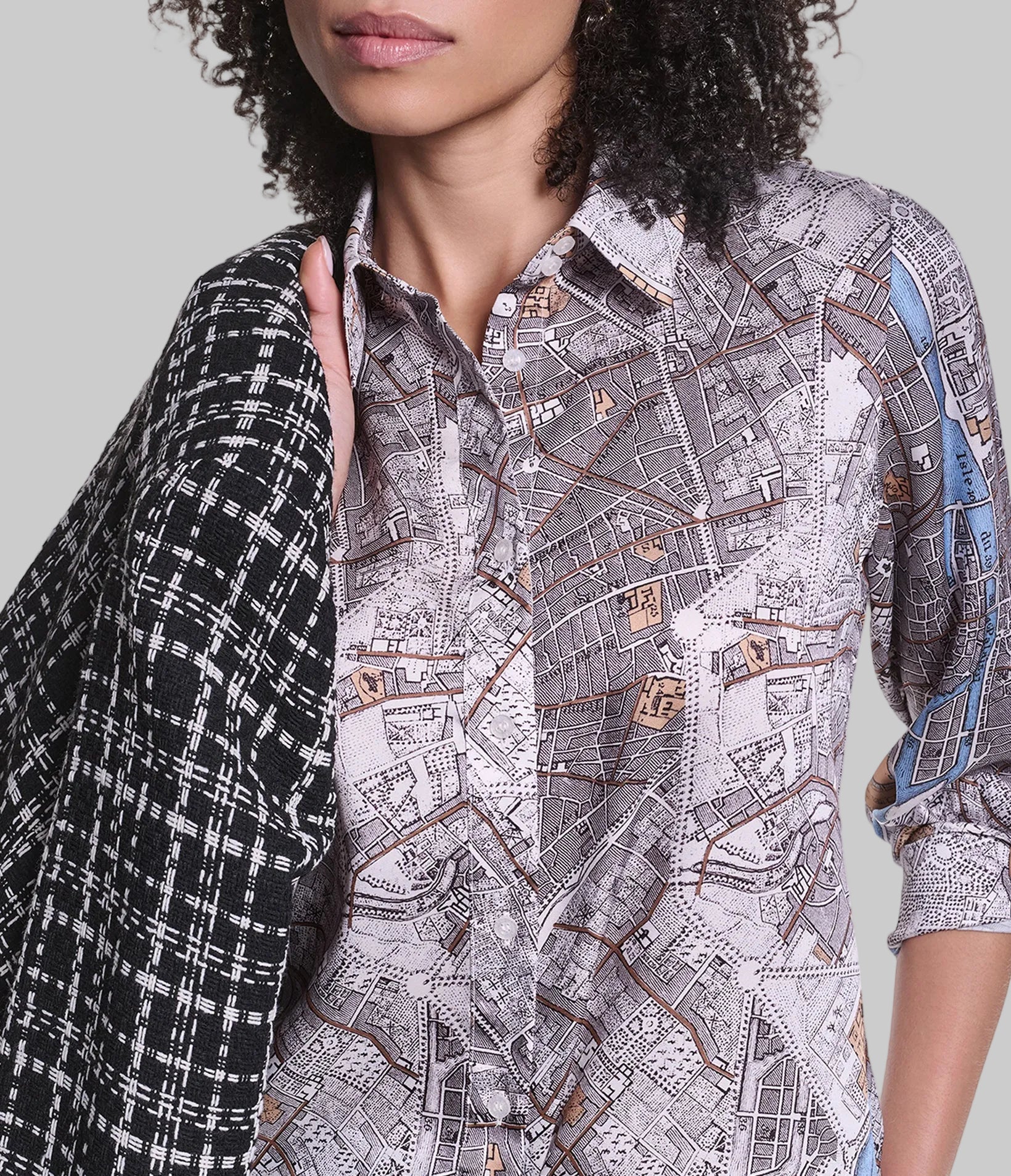 LONG SLEEVE PARIS MAP PRINT SOFT BLOUSE VIEW 8 | Women's Tops & Sweaters