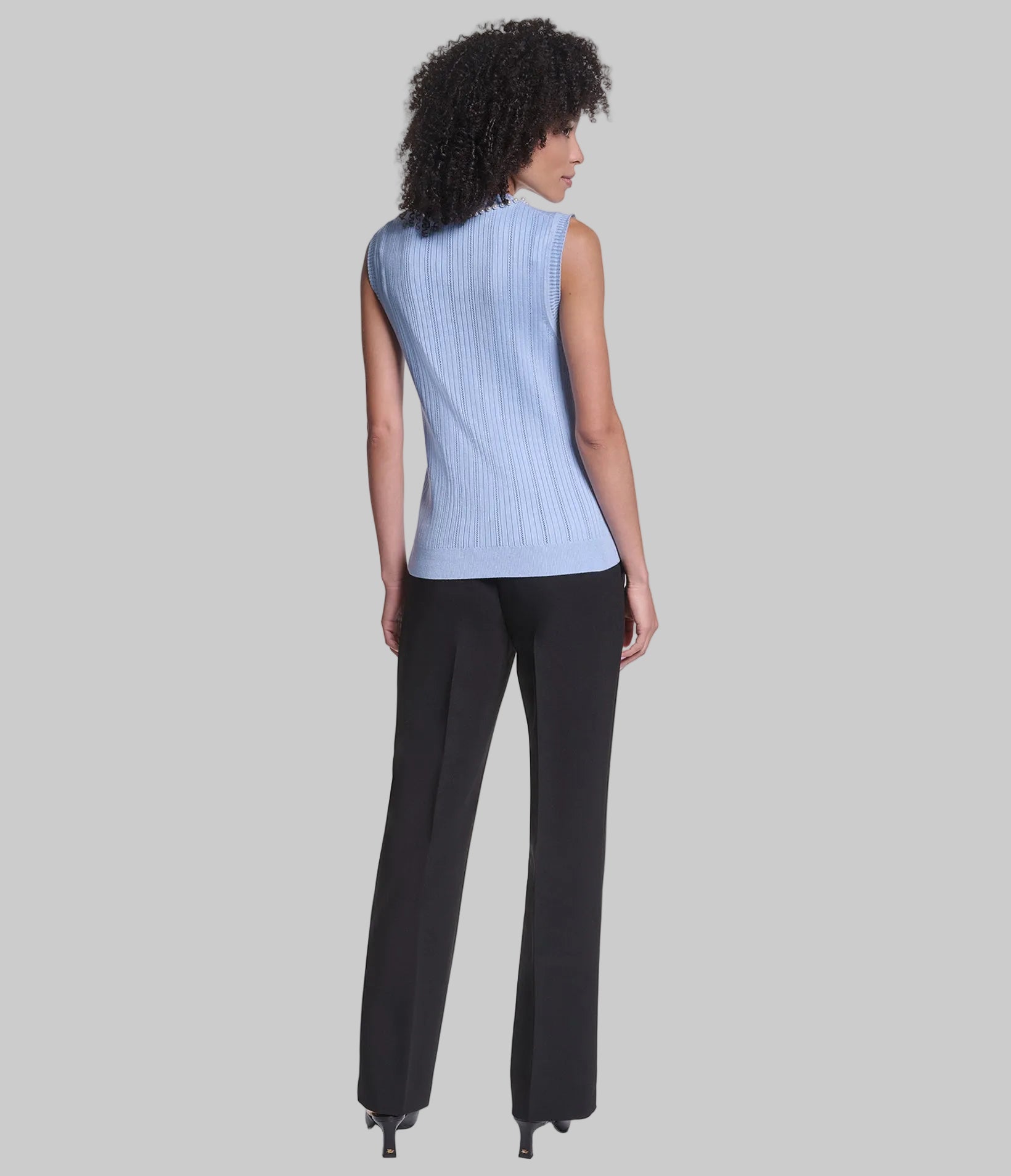 SLEEVLESS PEARL NECK KNIT SWEATER VIEW 6