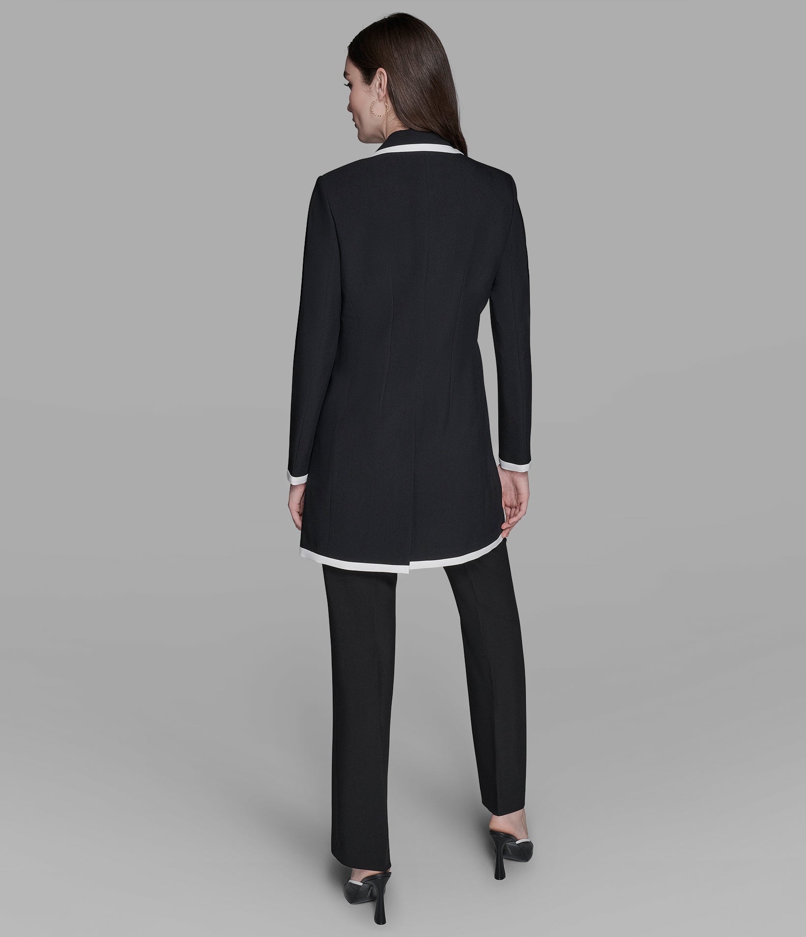 CONTRAST TRIM OVERCOAT View 2 | Women's Clothing Sale