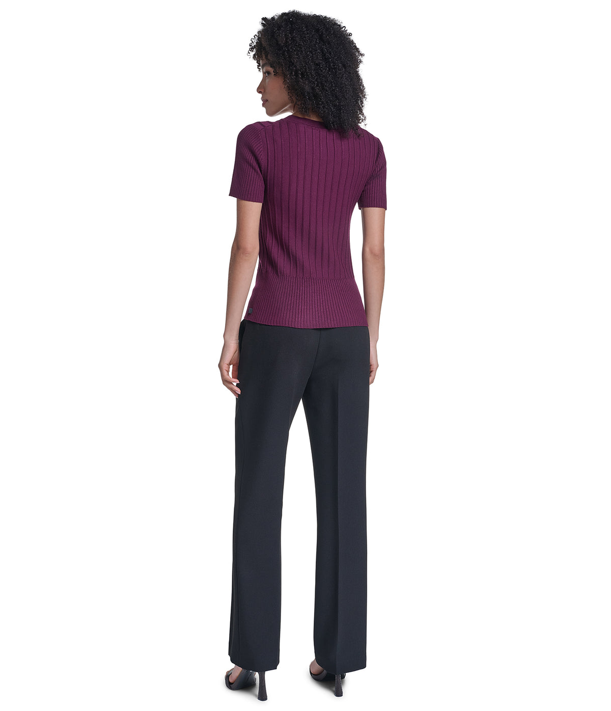 SHORT SLEEVE RIBBED SWEATER VIEW 6