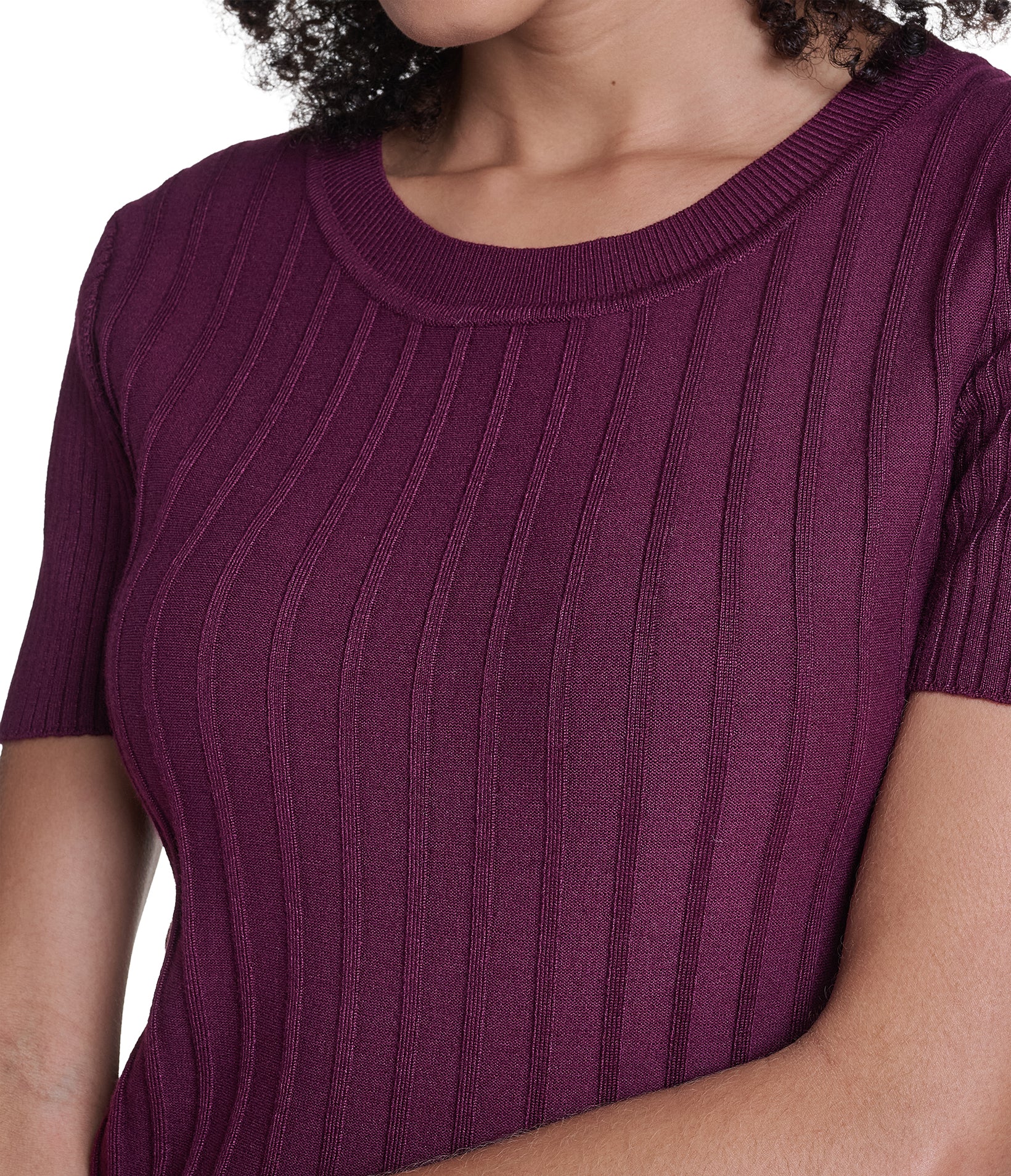 SHORT SLEEVE RIBBED SWEATER VIEW 7