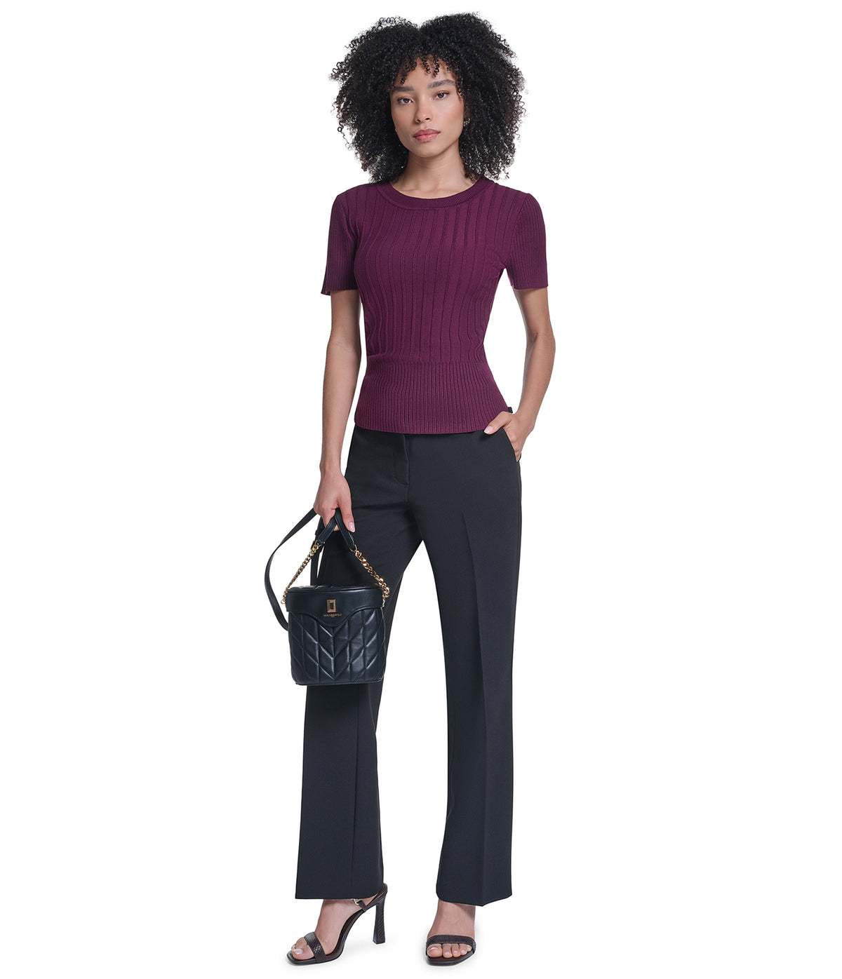 SHORT SLEEVE RIBBED SWEATER VIEW 4