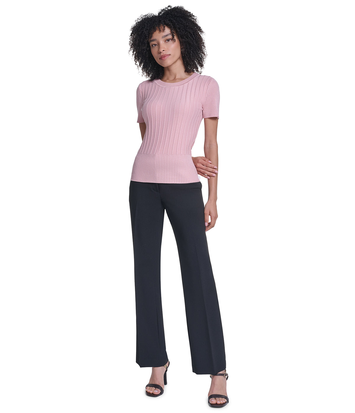 SHORT SLEEVE RIBBED SWEATER VIEW 5