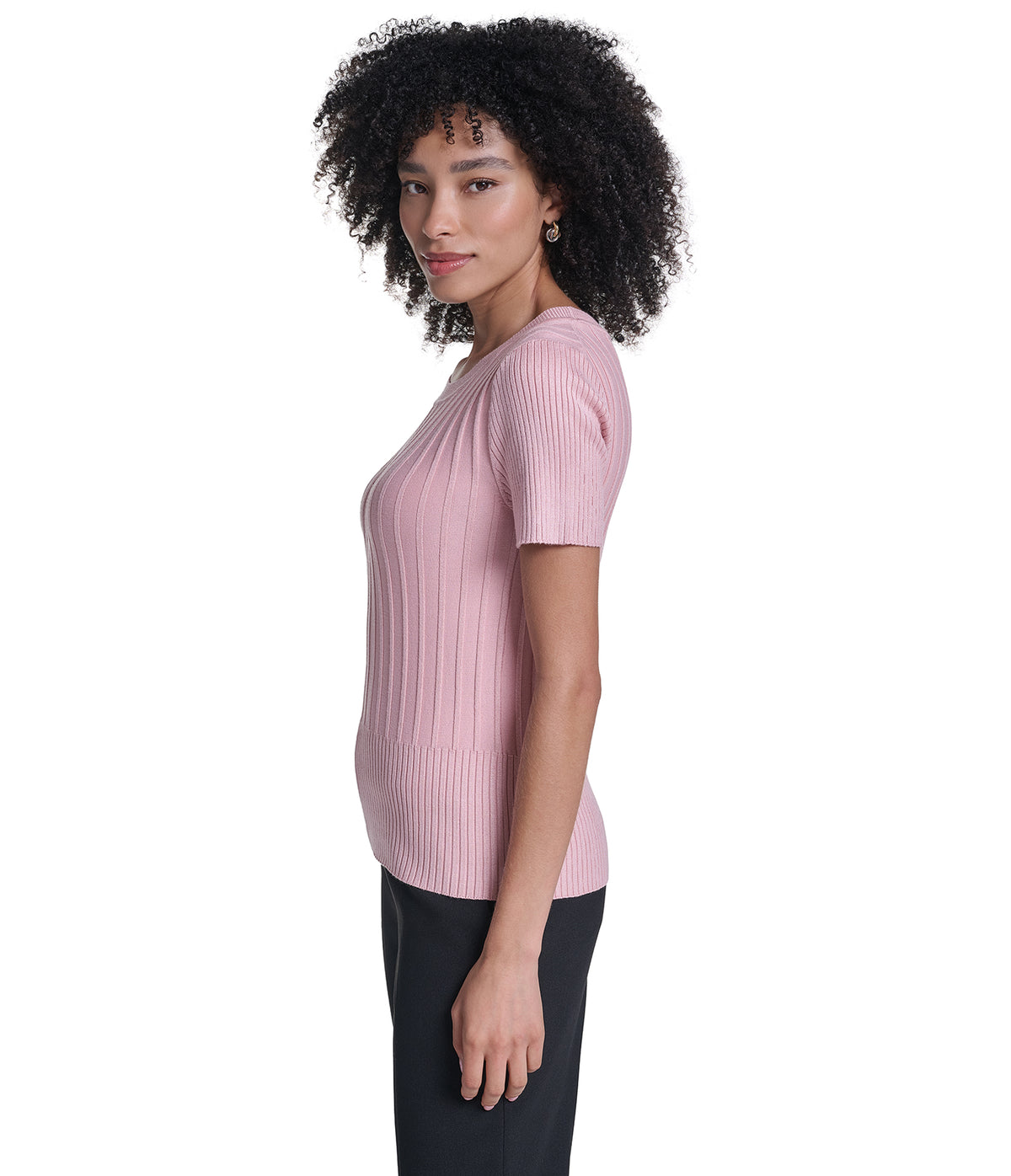 SHORT SLEEVE RIBBED SWEATER VIEW 3