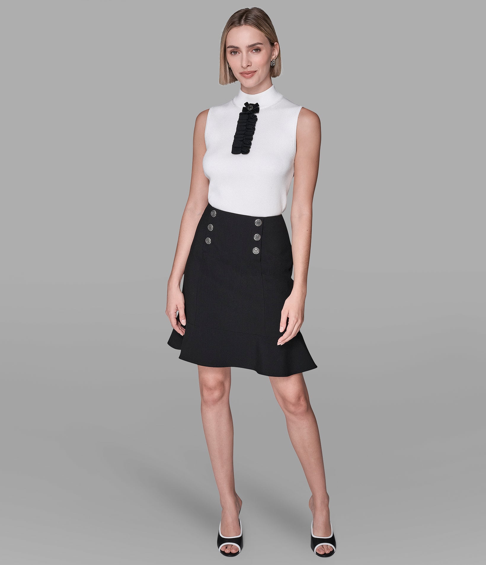 BUTTON-DETAILED MINI PEPLUM SKIRT VIEW 4 | Women's Sale