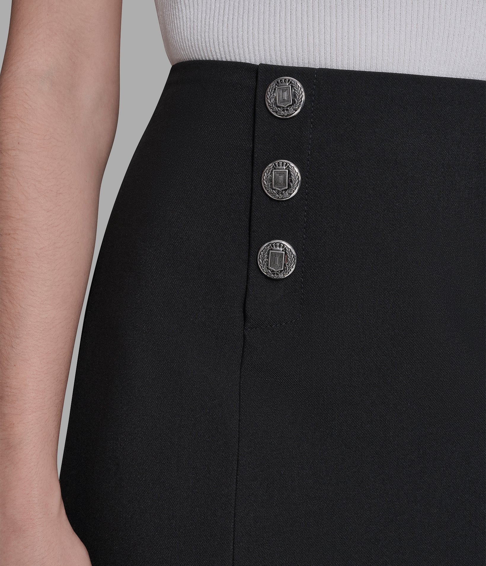 BUTTON-DETAILED MINI PEPLUM SKIRT VIEW 6 | Women's Sale