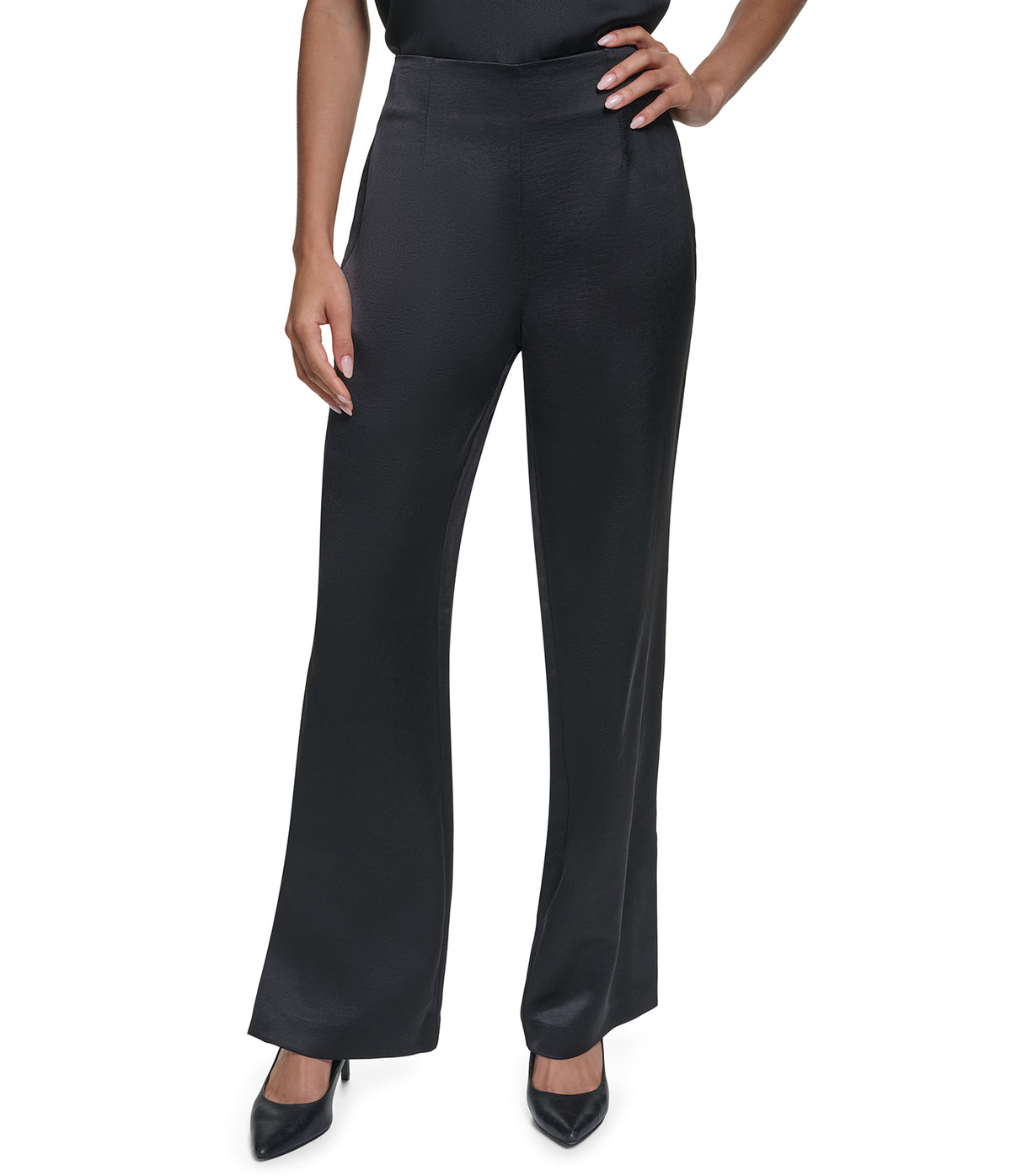 SATIN PANTS WITH ANKLE SLIT View 1 | Holiday Sale