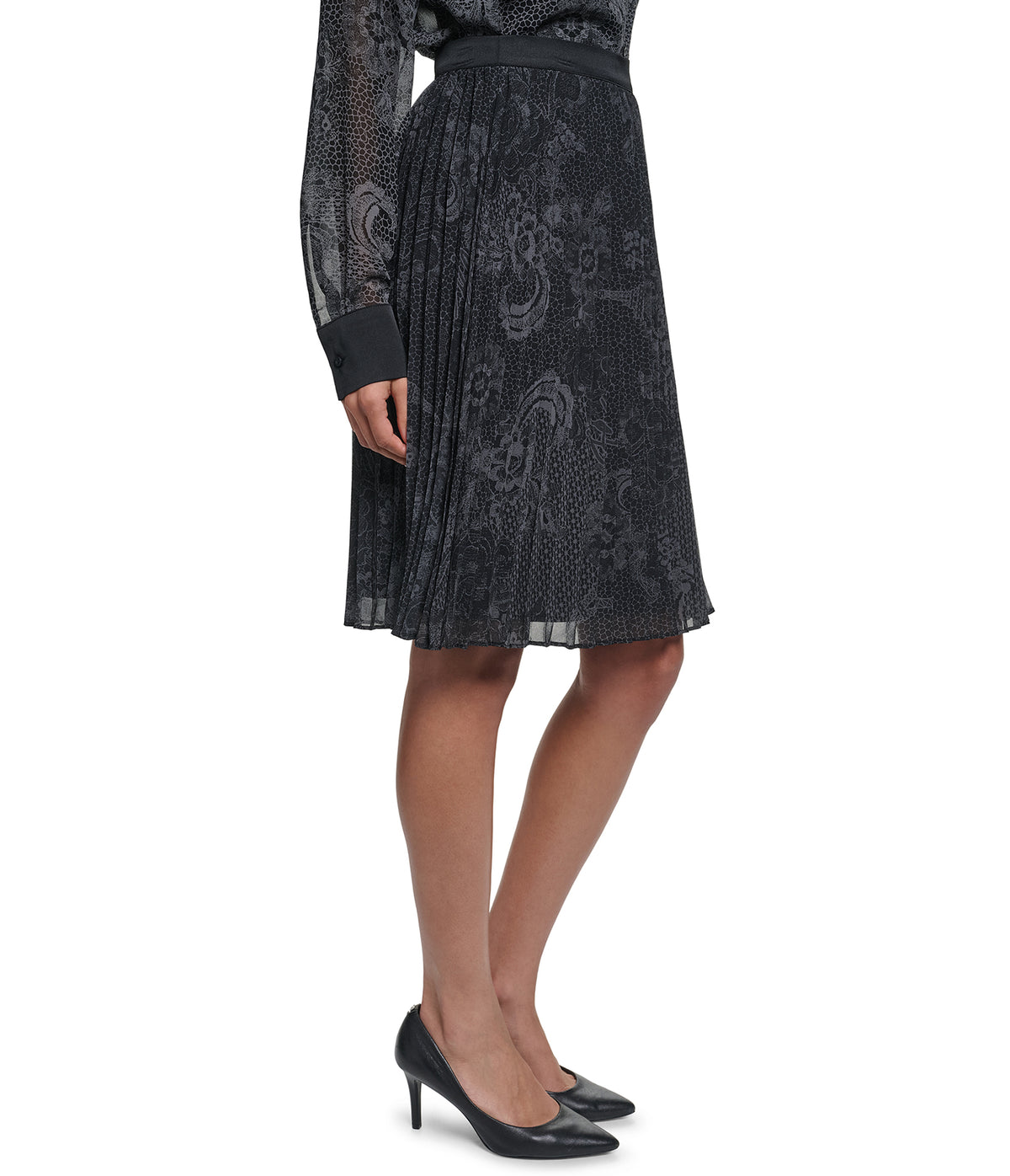PARIS PRINT PLEATED MINI SKIRT VIEW 3