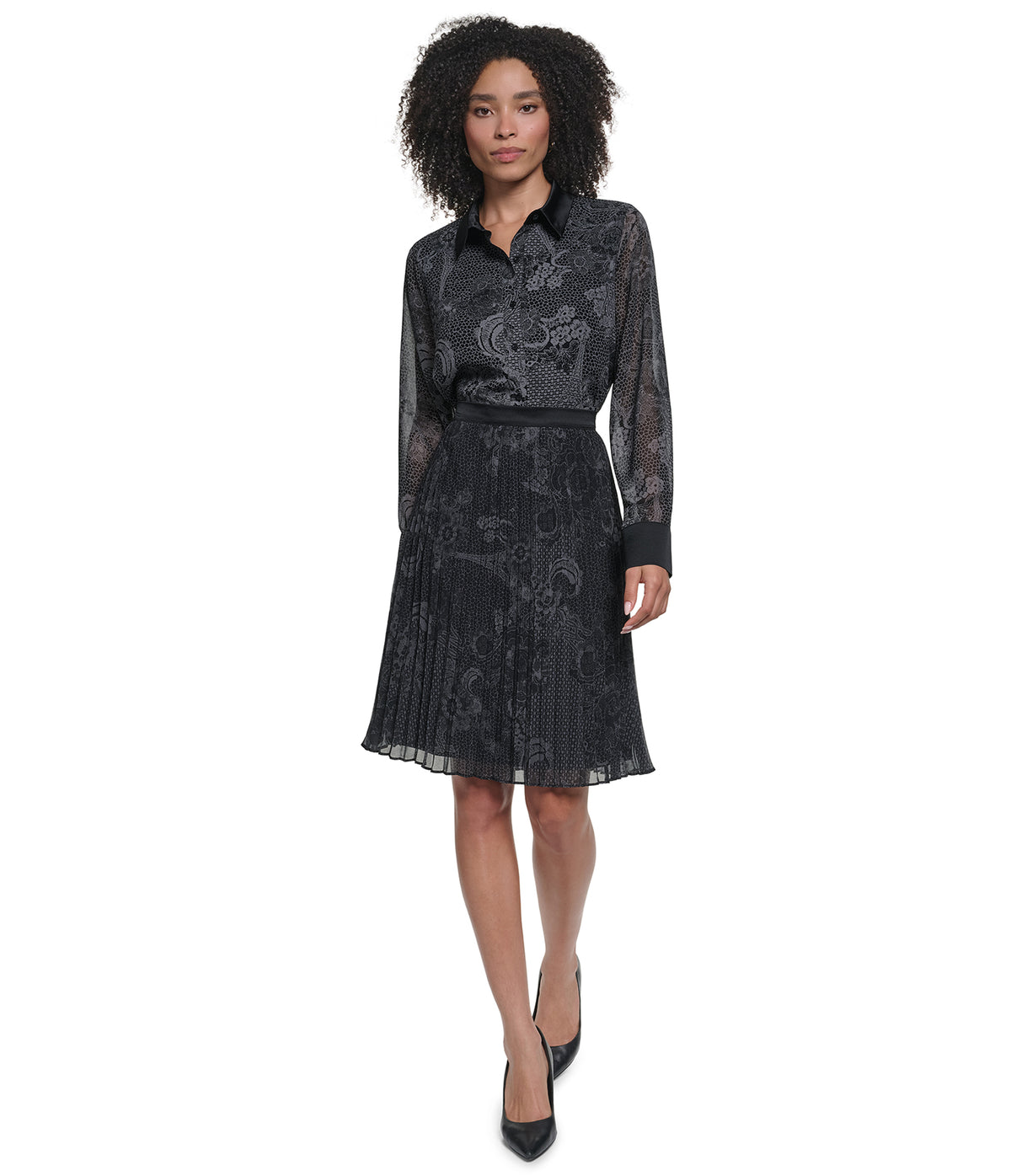 PARIS PRINT PLEATED MINI SKIRT VIEW 4