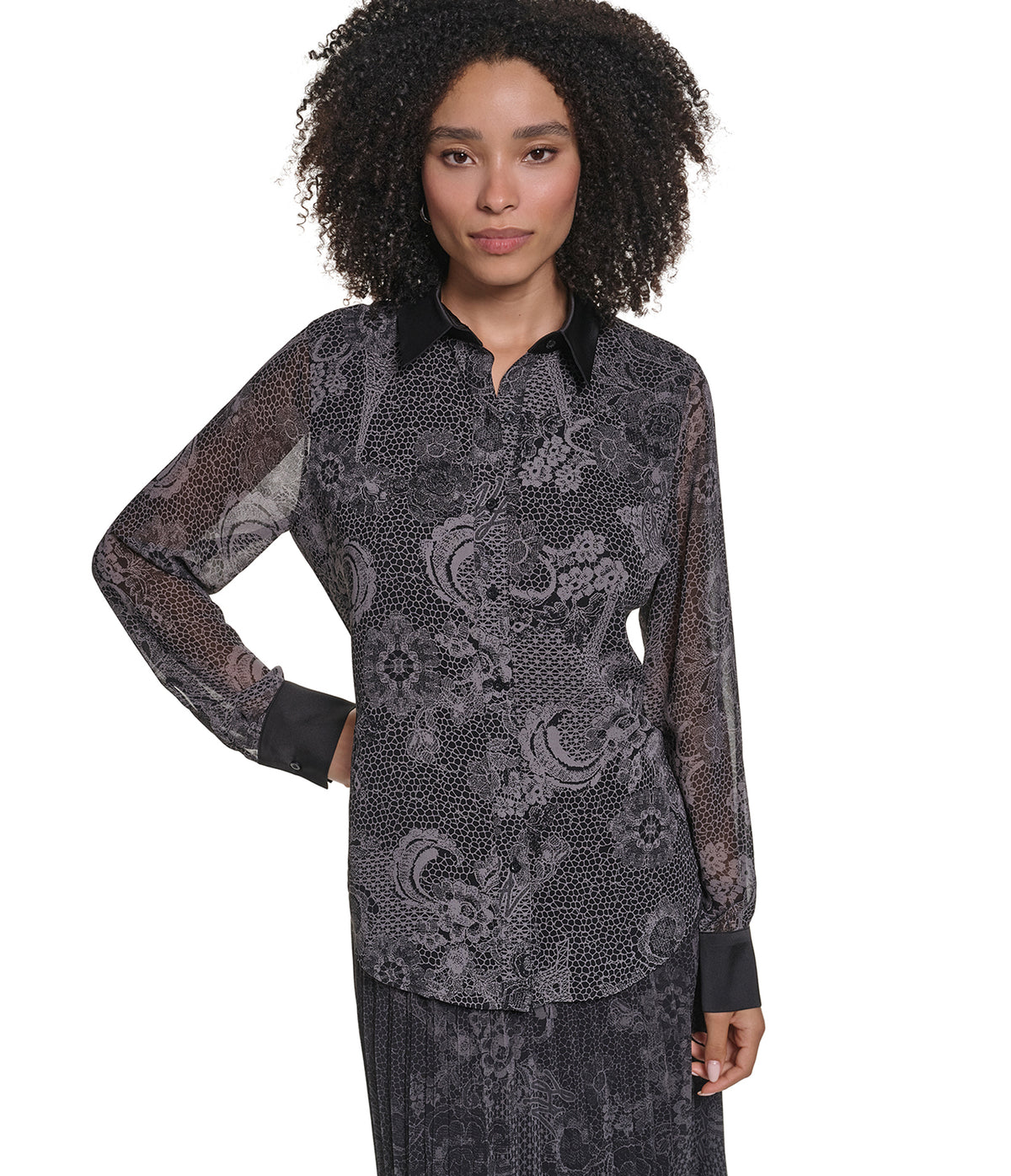 LONG SLEEVE WOVEN TOP VIEW 1