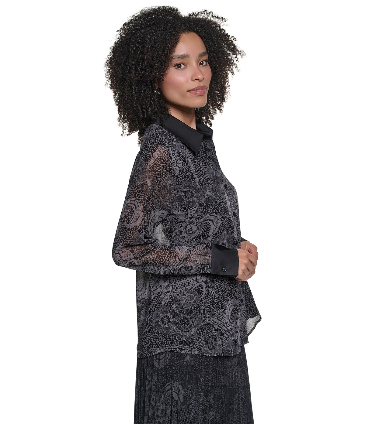 LONG SLEEVE WOVEN TOP VIEW 3