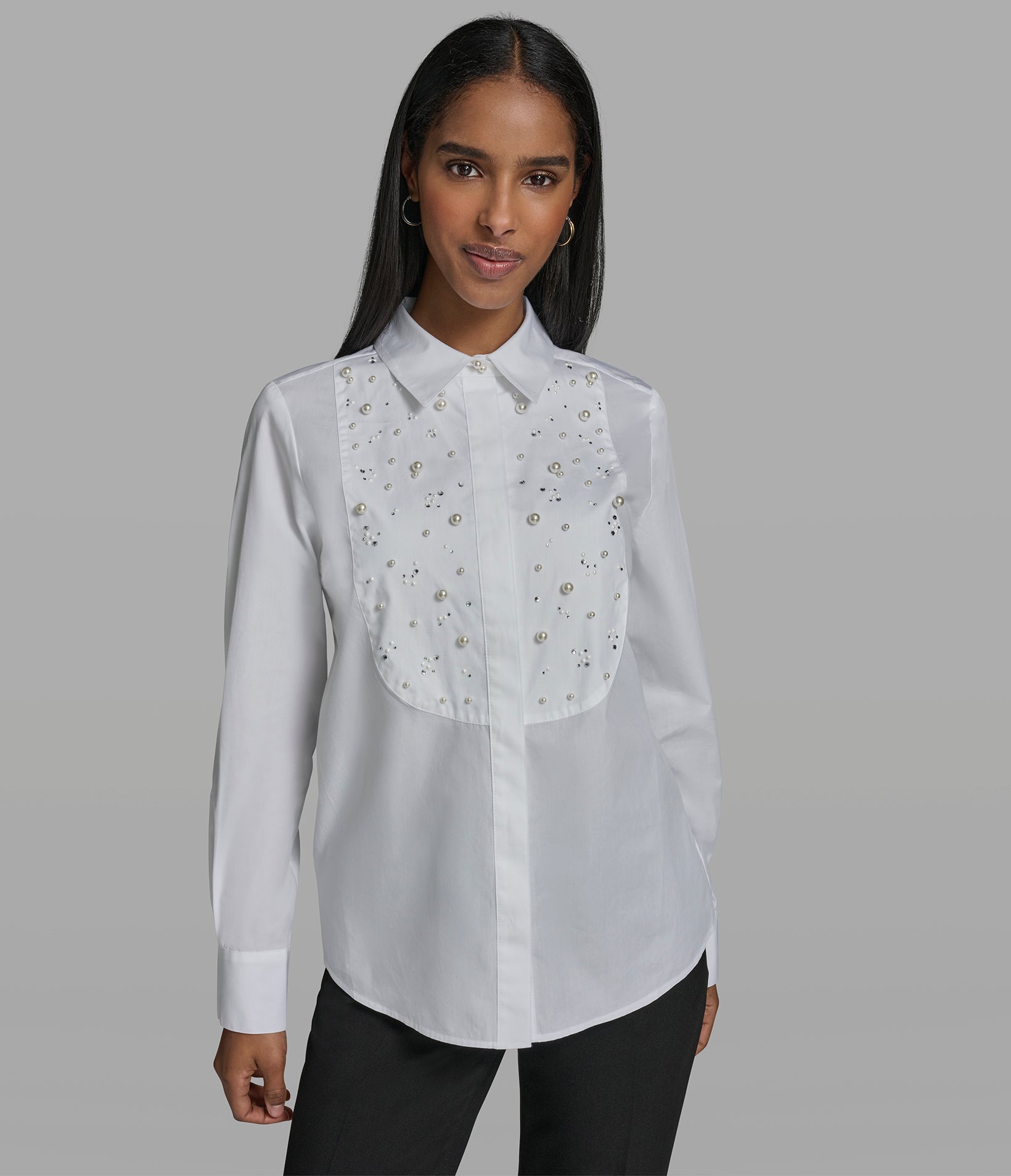 EMBELLISHED POPLIN SHIRT View 2 | Women's Tops & Sweaters