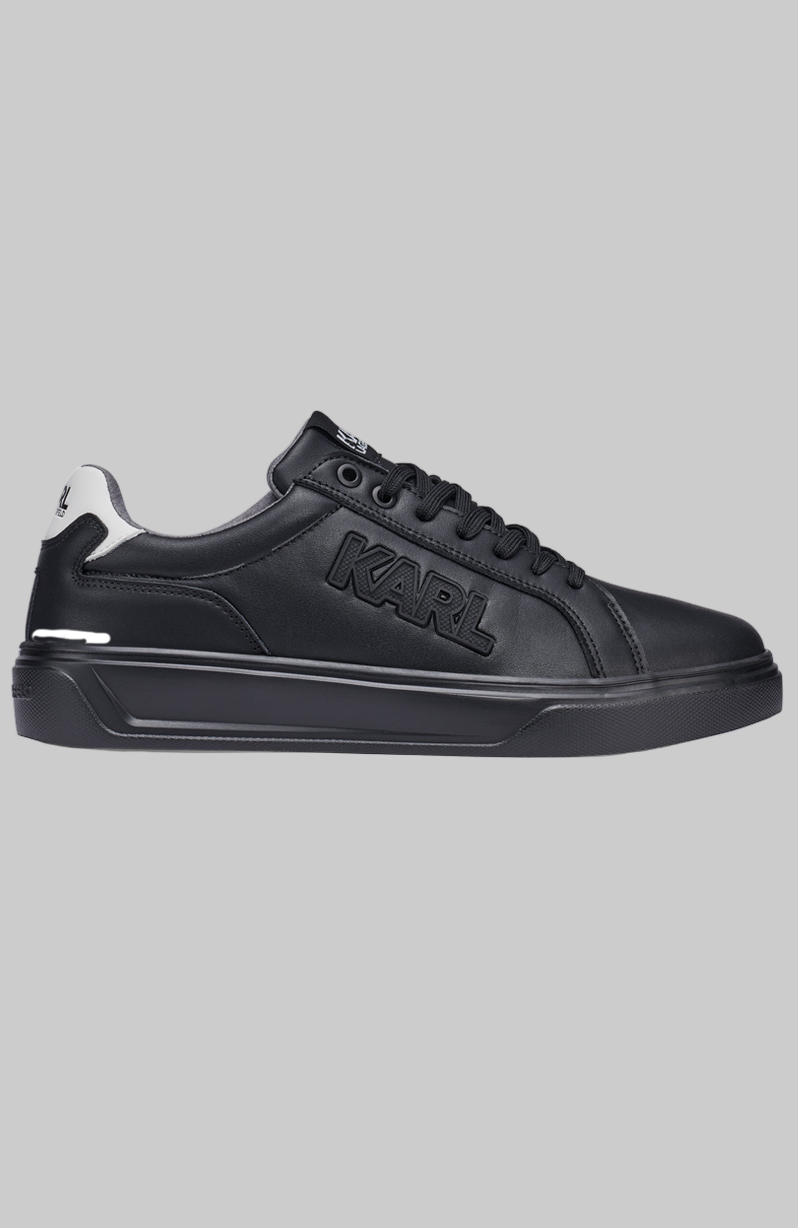 LEATHER SNEAKER WITH SIDE KARL LOGO PATCH View 1 | Men's Shoes