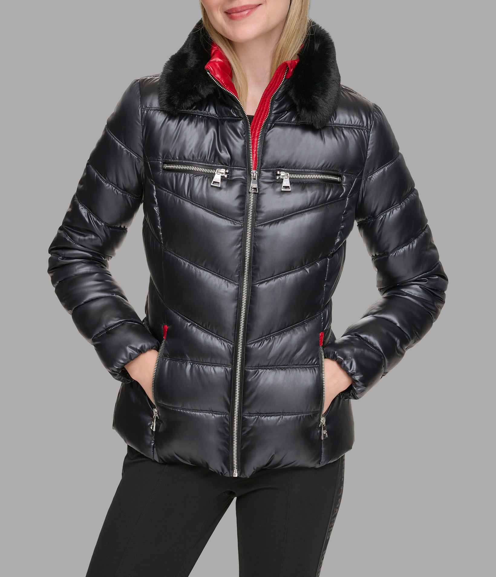 Short Fur Trimmed Puffer Outerwear Karl Lagerfeld Paris