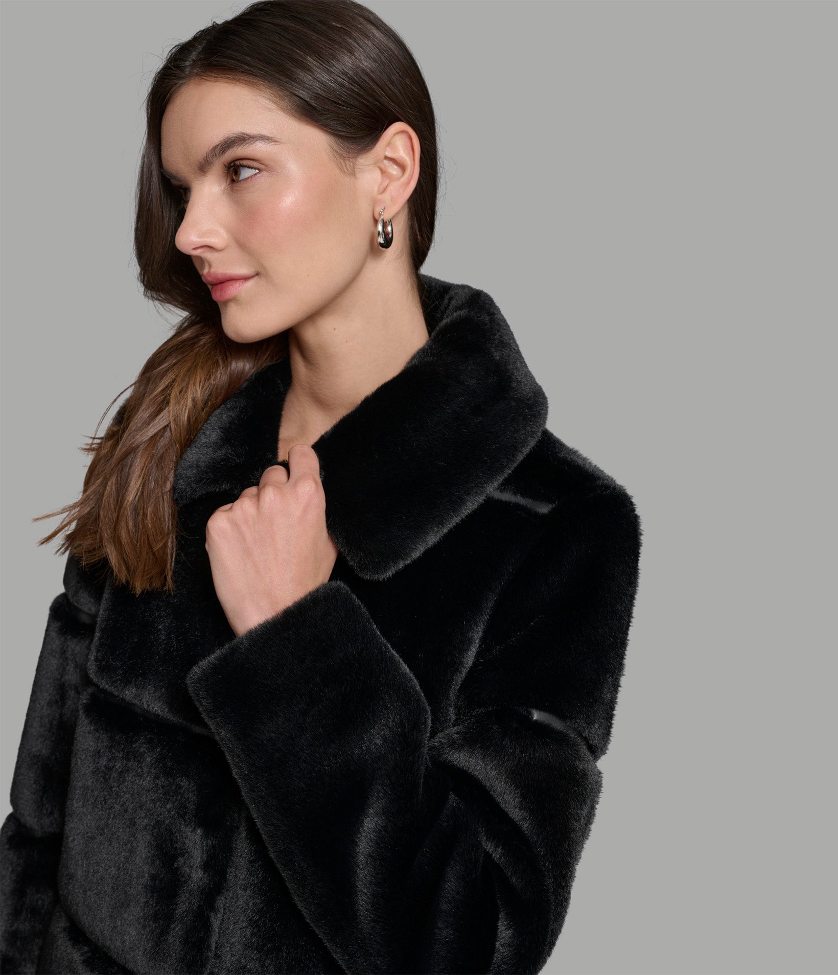 Long Channel Faux Mink Coat Outerwear Karl Lagerfeld Paris