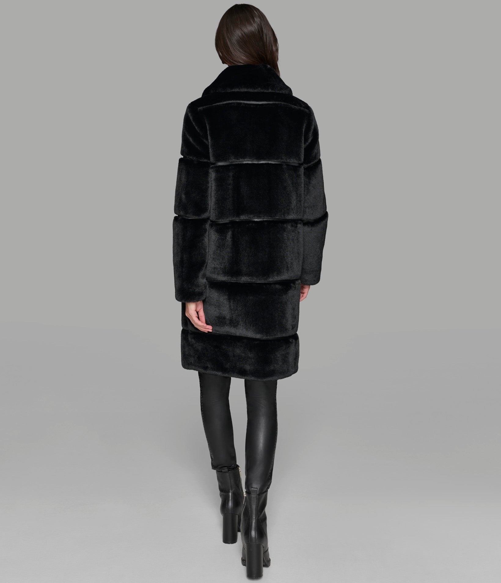 Long Channel Faux Mink Coat Outerwear Karl Lagerfeld Paris