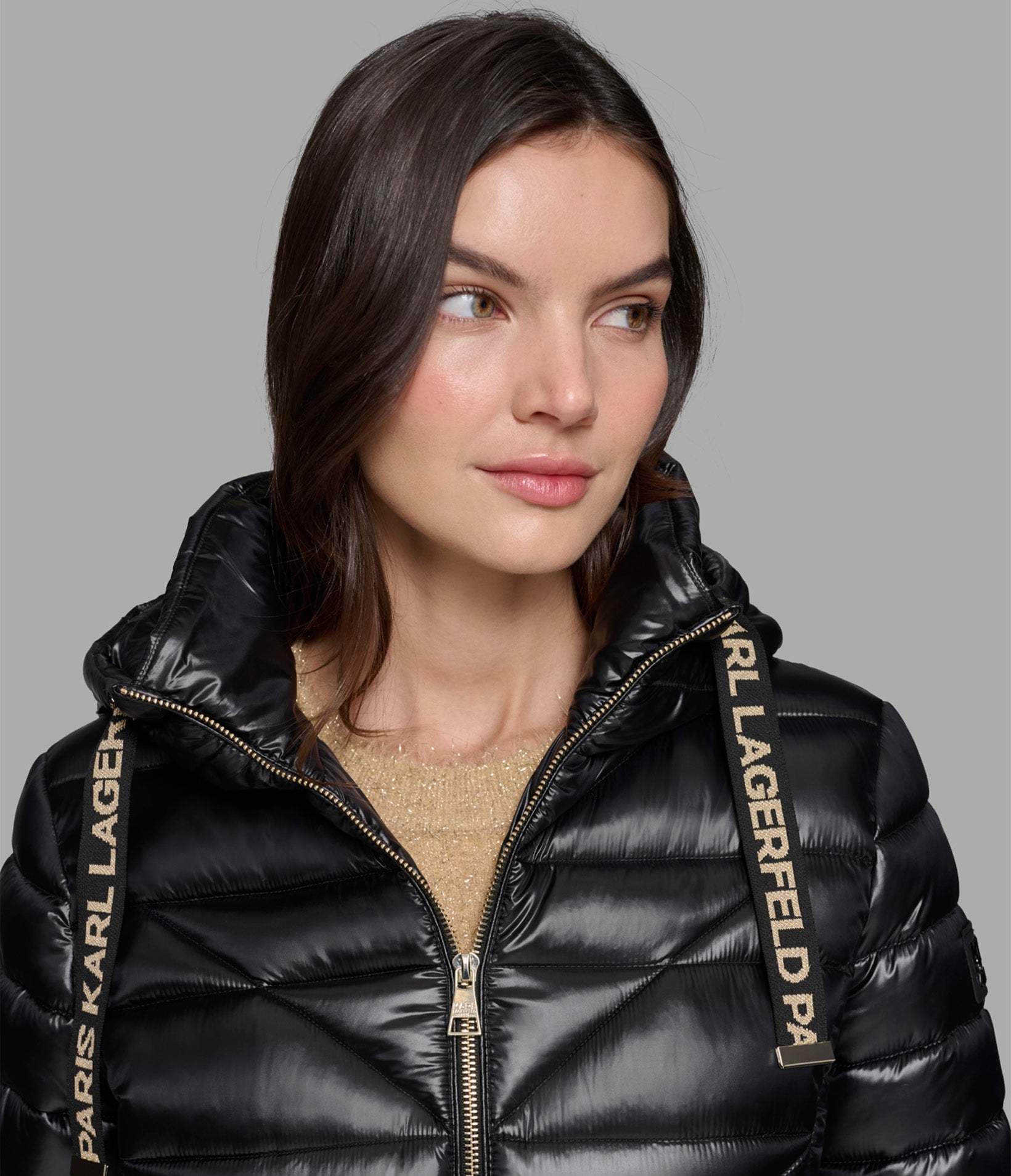 SHORT PUFFER JACKET WITH LOGO VIEW 5 | Women's Clothing Sale