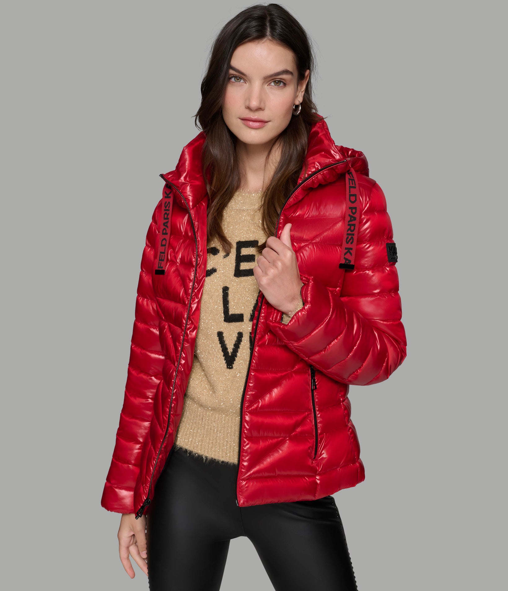 SHORT PUFFER JACKET WITH LOGO VIEW 1