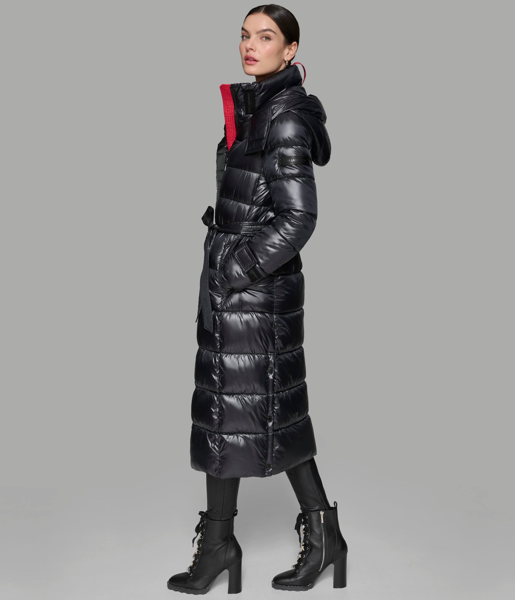 CONTRAST MAXI BELTED LONG PUFFER VIEW 3