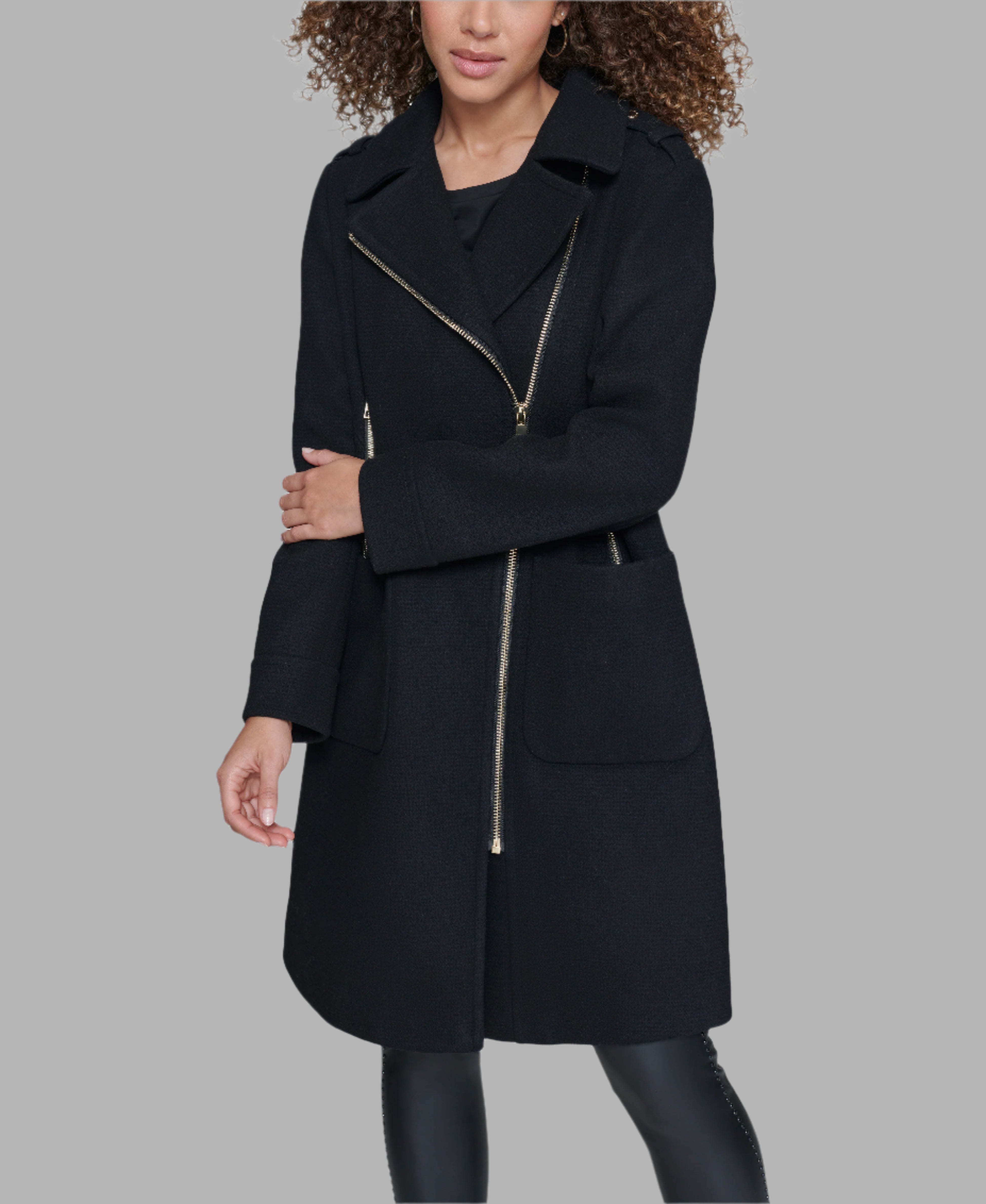 Asymmetrical Patch Pocket Coat | Outerwear | Karl Lagerfeld Paris
