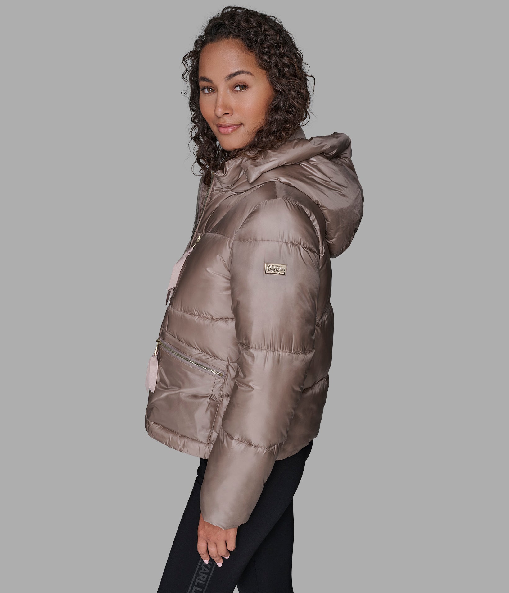 SHORT HOODED PUFFER VIEW 4 | Women's Clothing