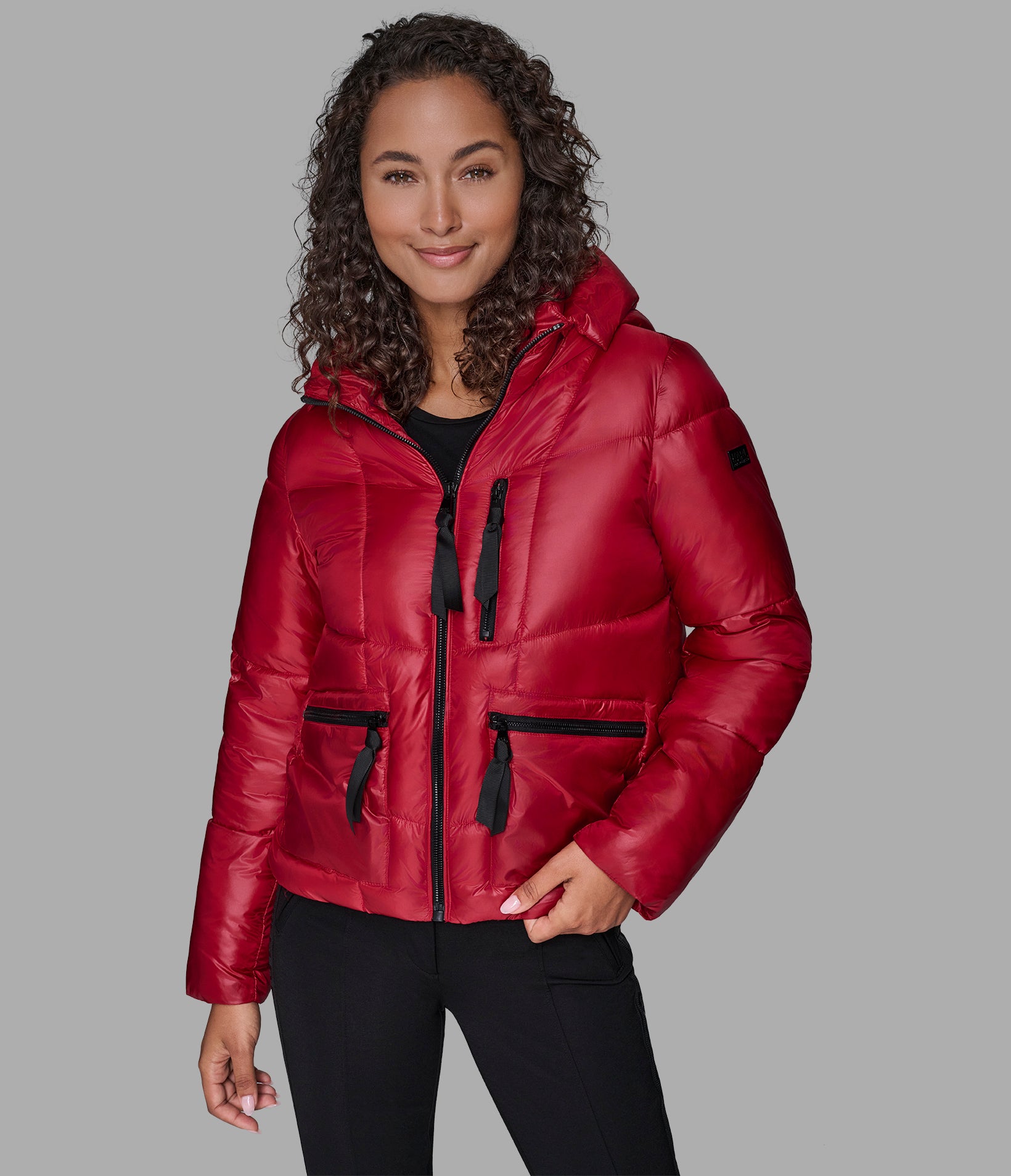 Contrast Belted Short Puffer | Outerwear | Karl Lagerfeld Paris