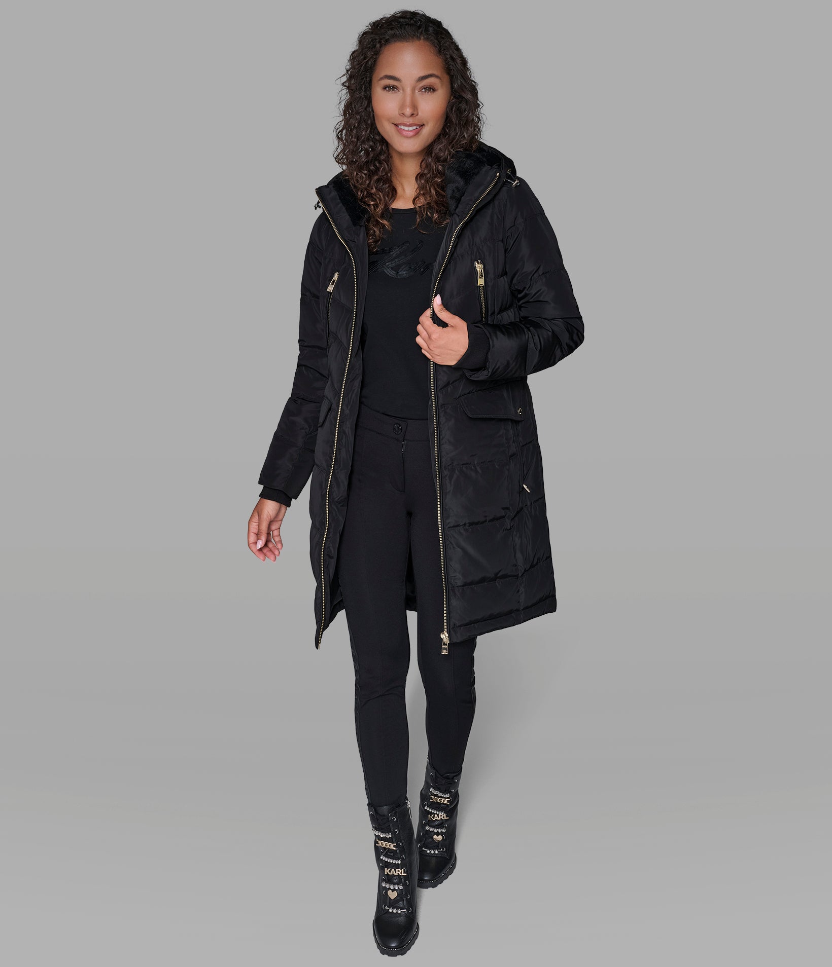 MID LENGTH PUFFER WITH ZIP DETAIL VIEW 3