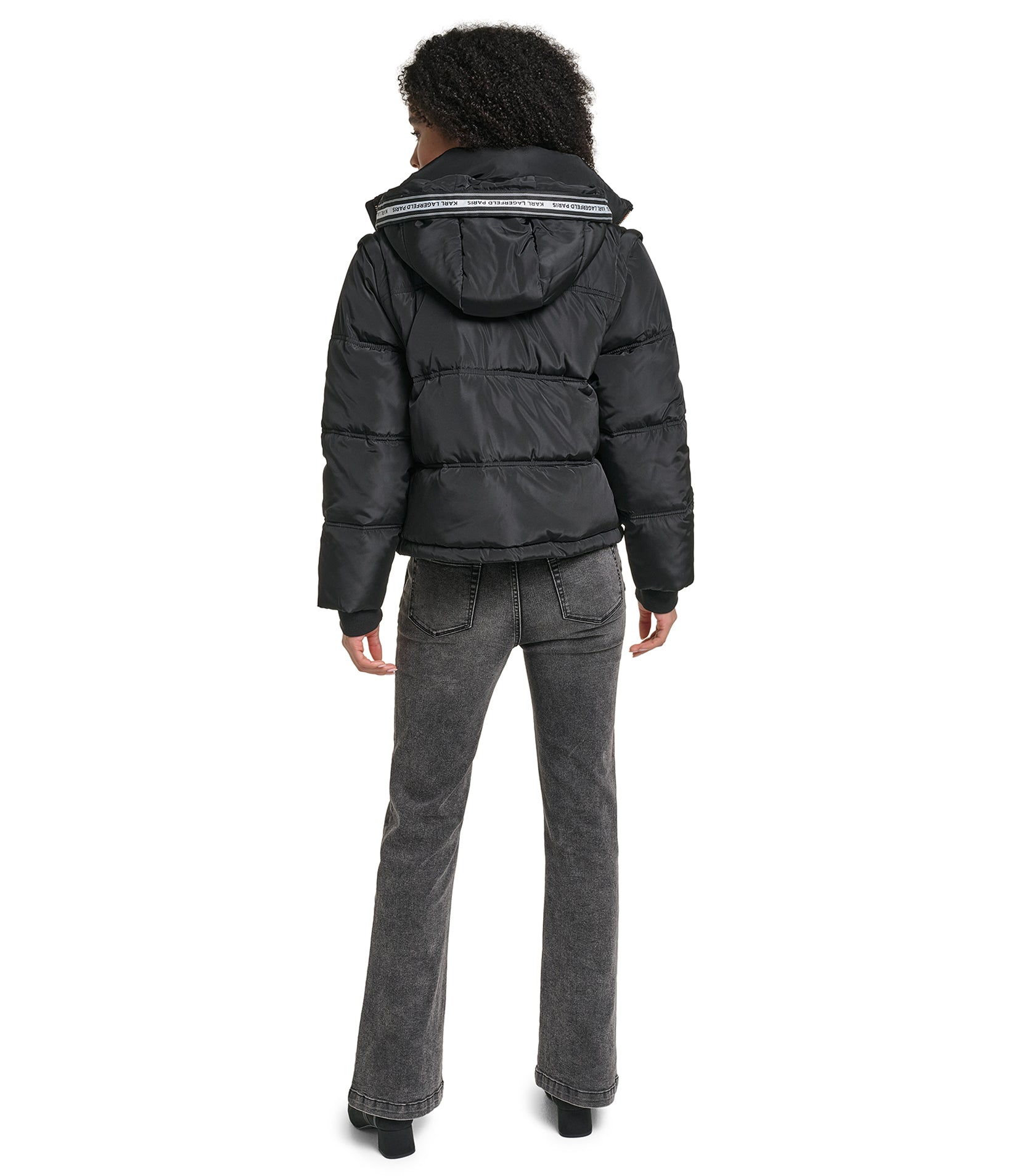 CROPPED VEST LONG SLEEVE PUFFER COAT VIEW 5