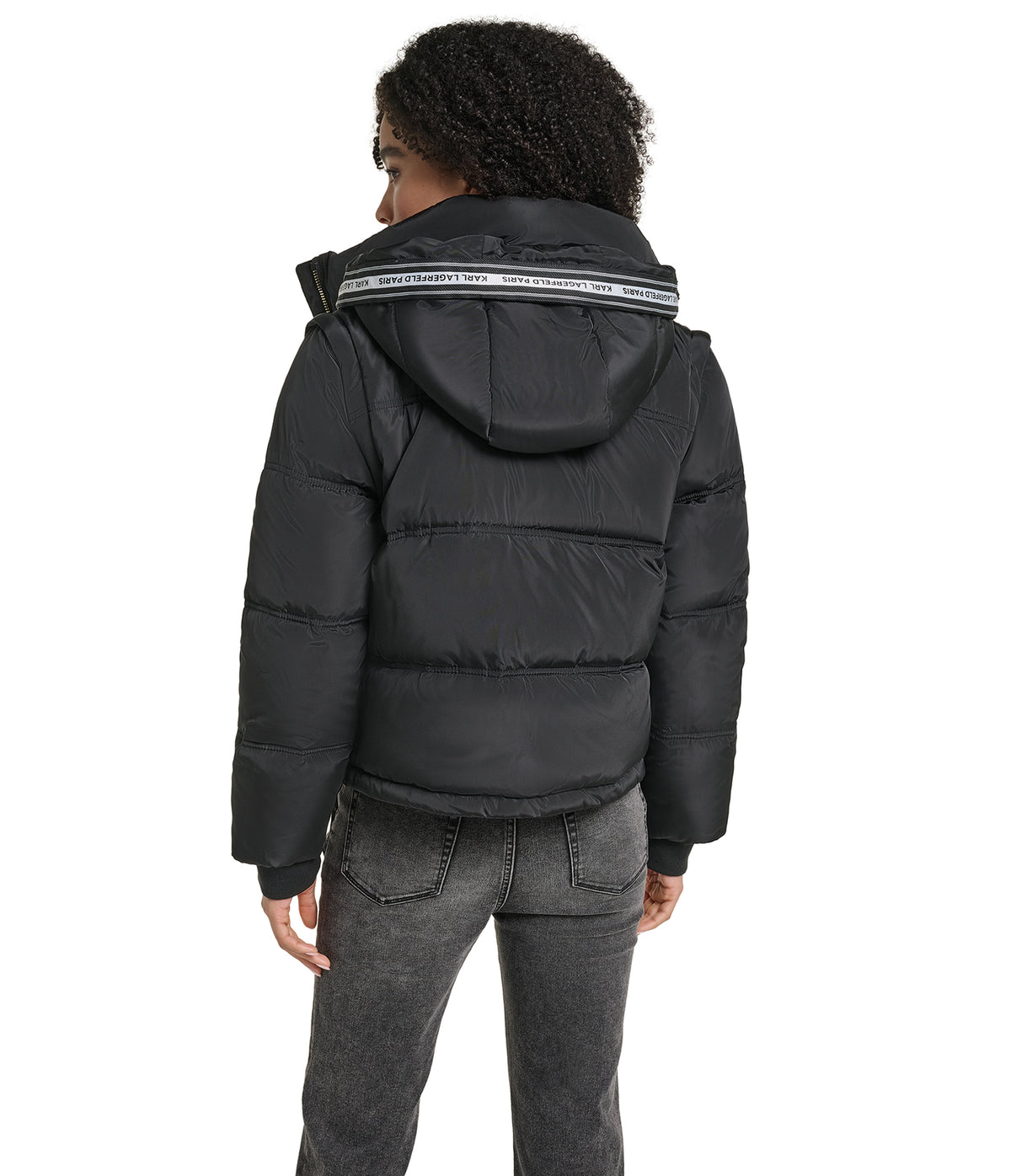 CROPPED VEST LONG SLEEVE PUFFER COAT VIEW 2