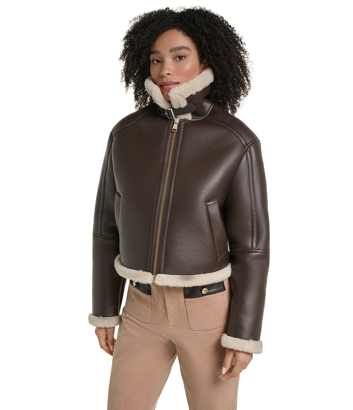 CROPPED FAUX SHEARLING JACKET VIEW 4