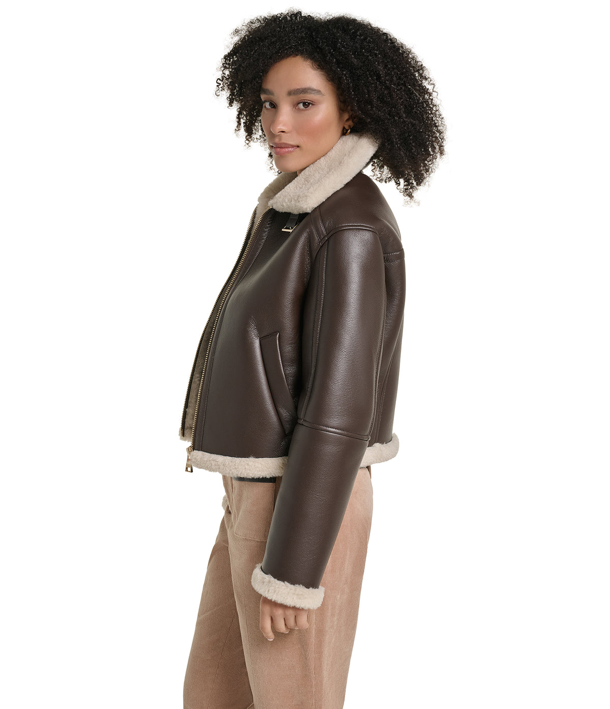 CROPPED FAUX SHEARLING JACKET VIEW 3
