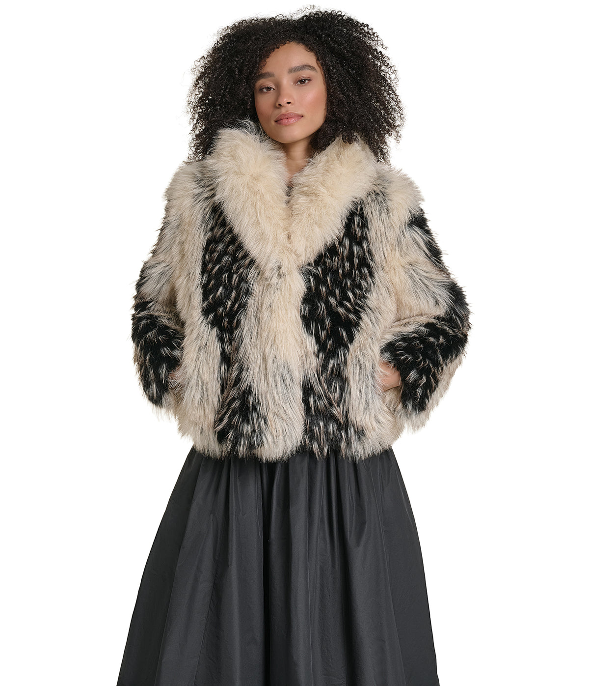 CROPPED FAUX FUR JACKET VIEW 1