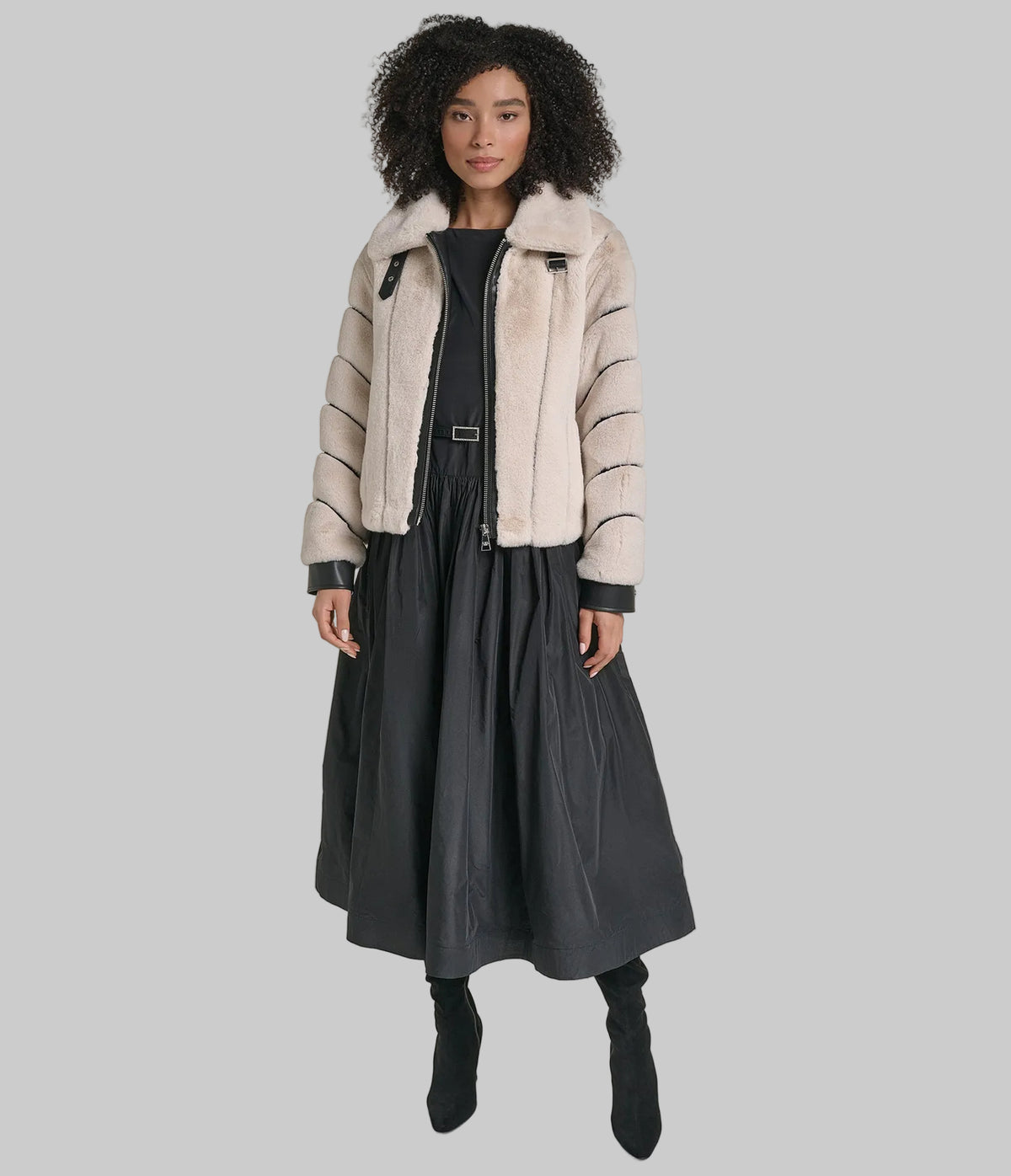 CHANNEL FAUX MINK AND PU BOMBER VIEW 5