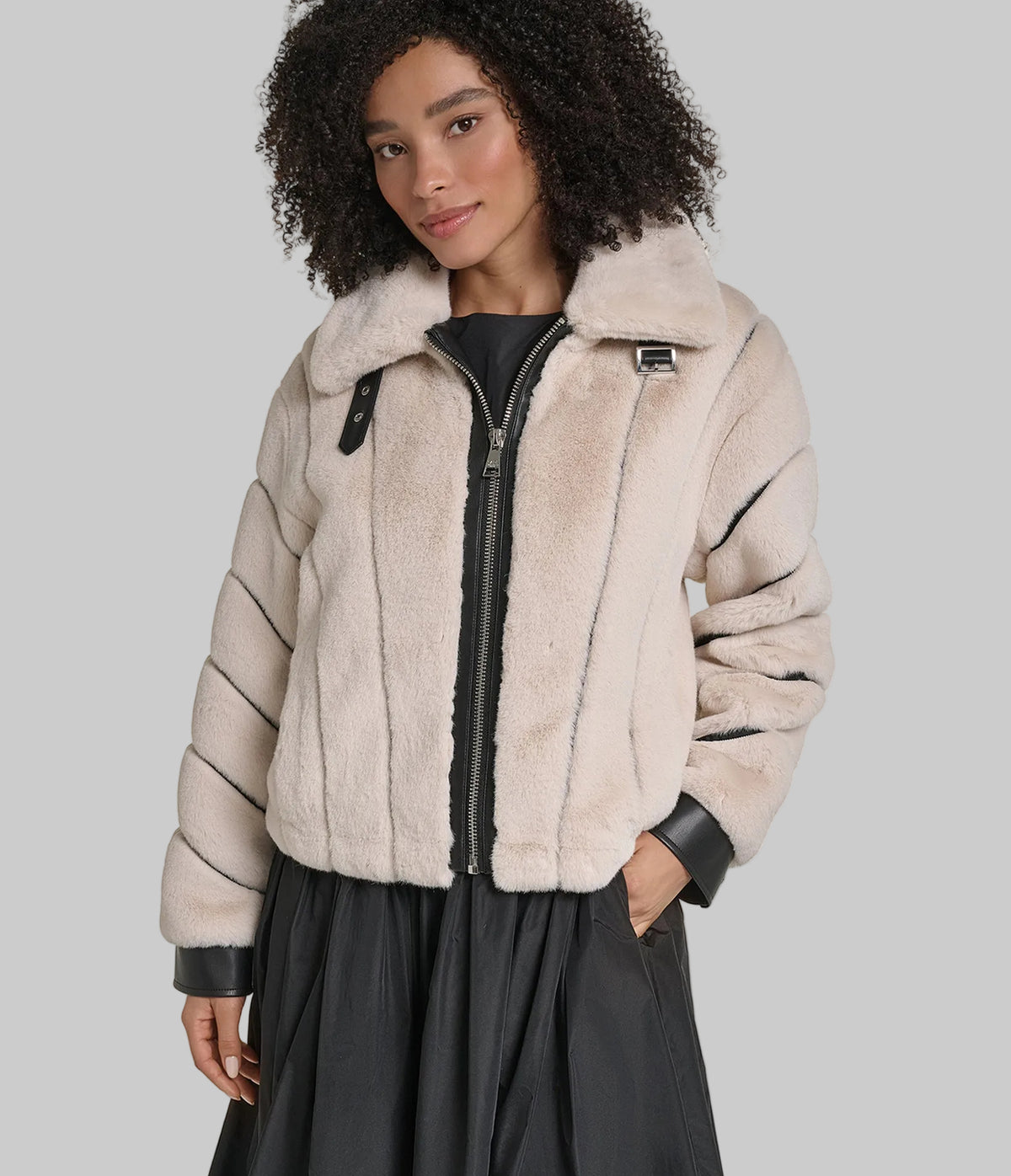 CHANNEL FAUX MINK AND PU BOMBER View 1 | Jackets & Coats