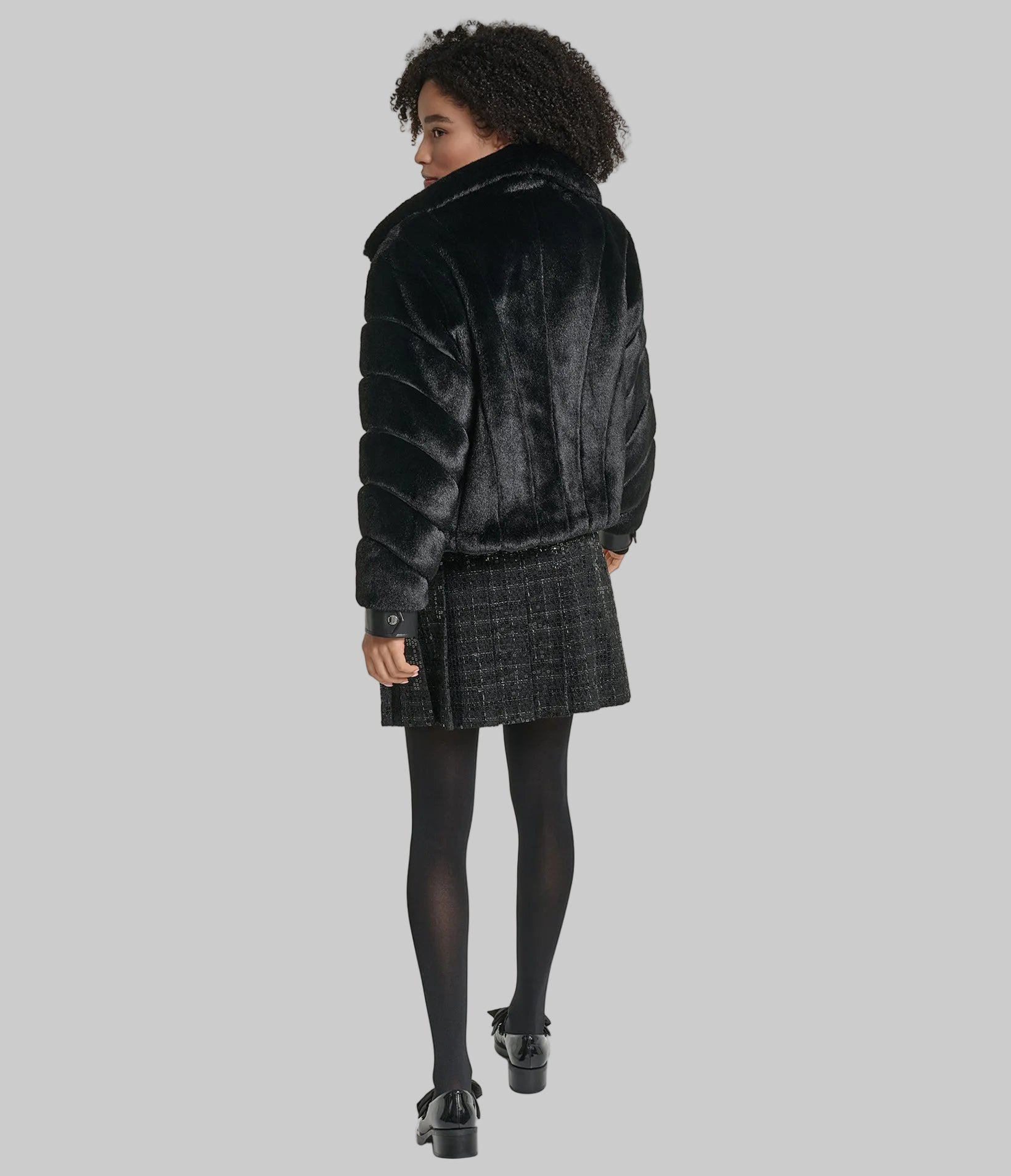 CHANNEL FAUX MINK AND PU BOMBER VIEW 6