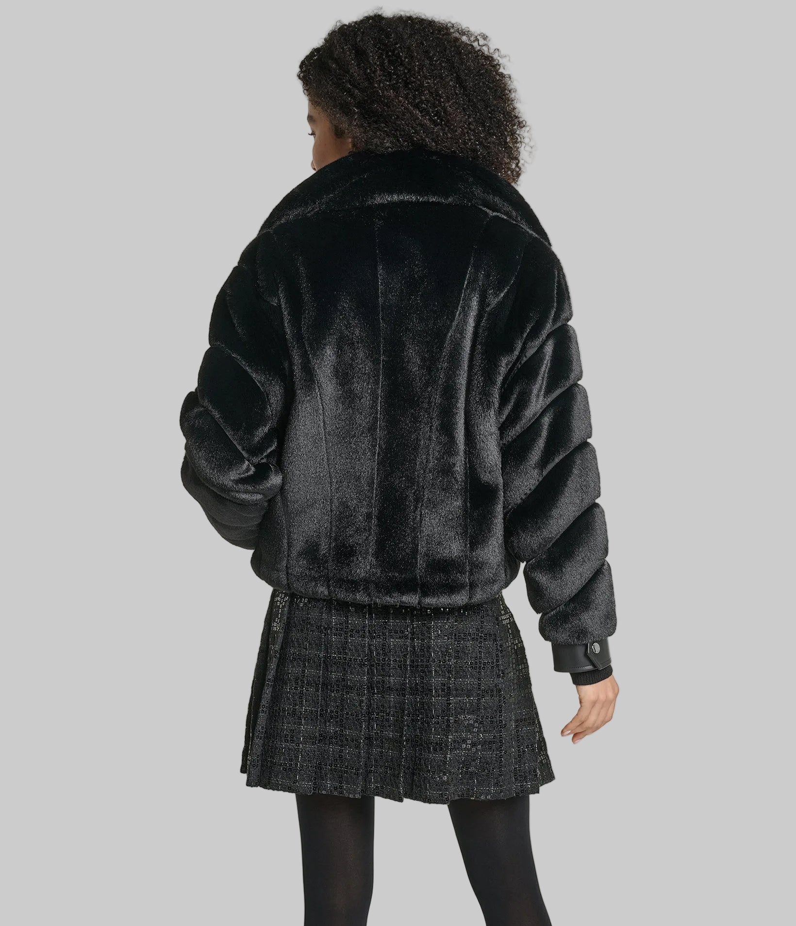 Channel Faux Mink And Pu Bomber | Outerwear | Karl Lagerfeld Paris
