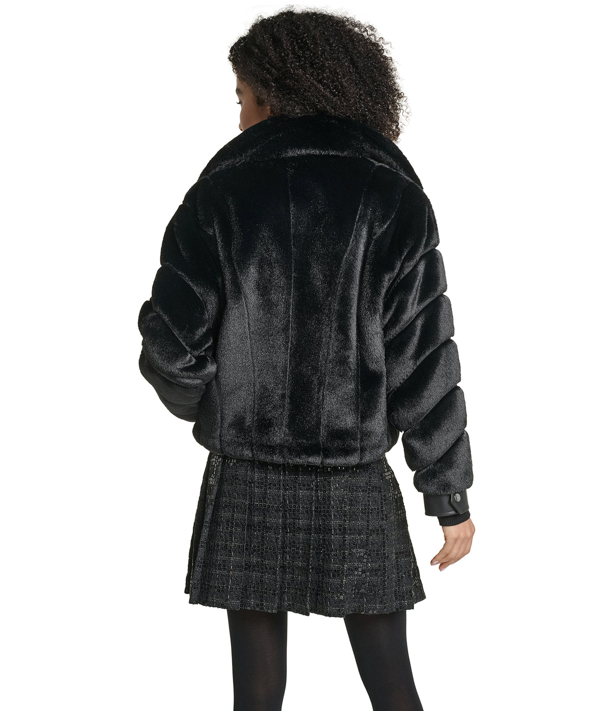 CROPPED FAUX MINK CHANNEL BOMBER View 2 | Women's Faux Fur Jackets